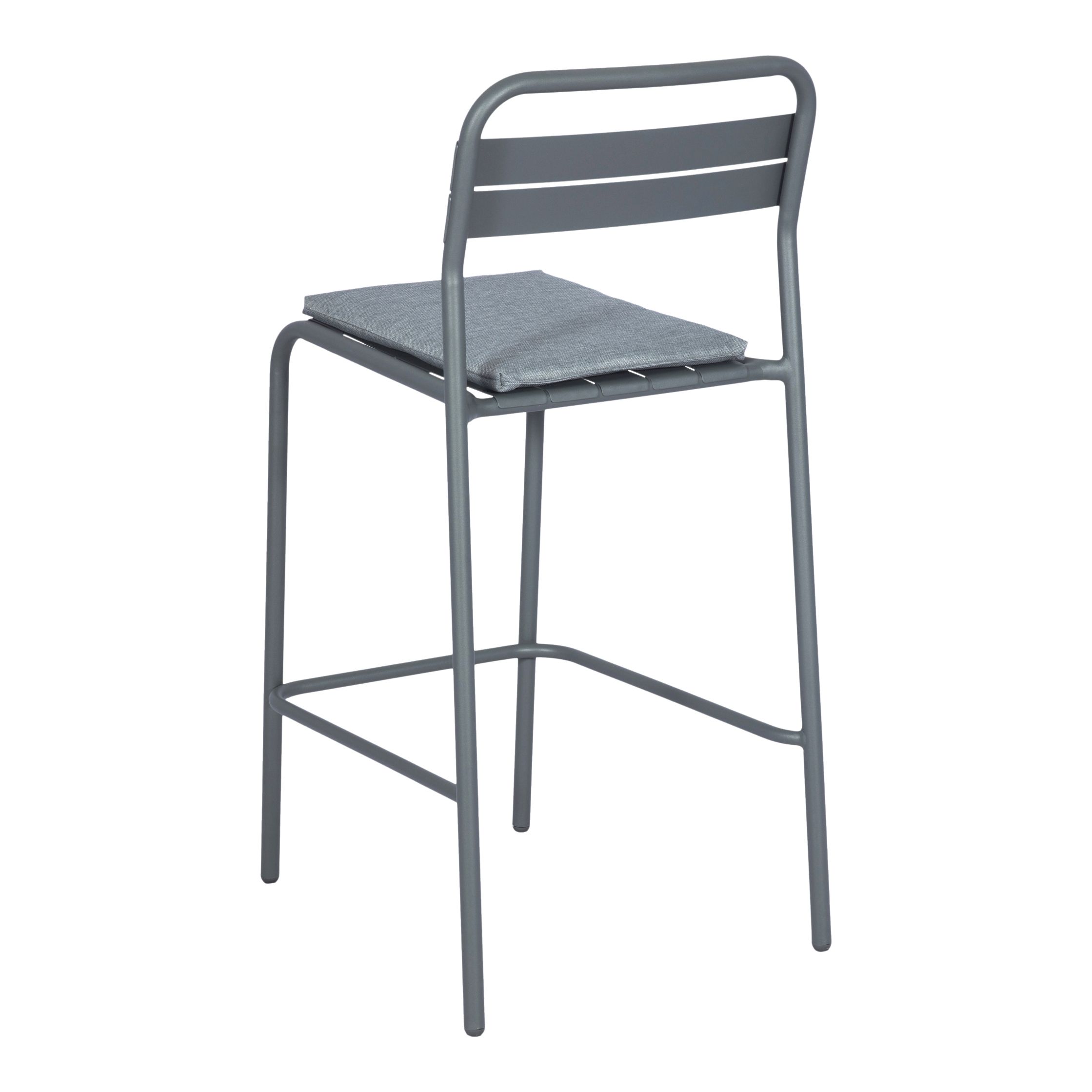 GoodHome Lithari Matt Grey Dark shadow Padded Bar stool