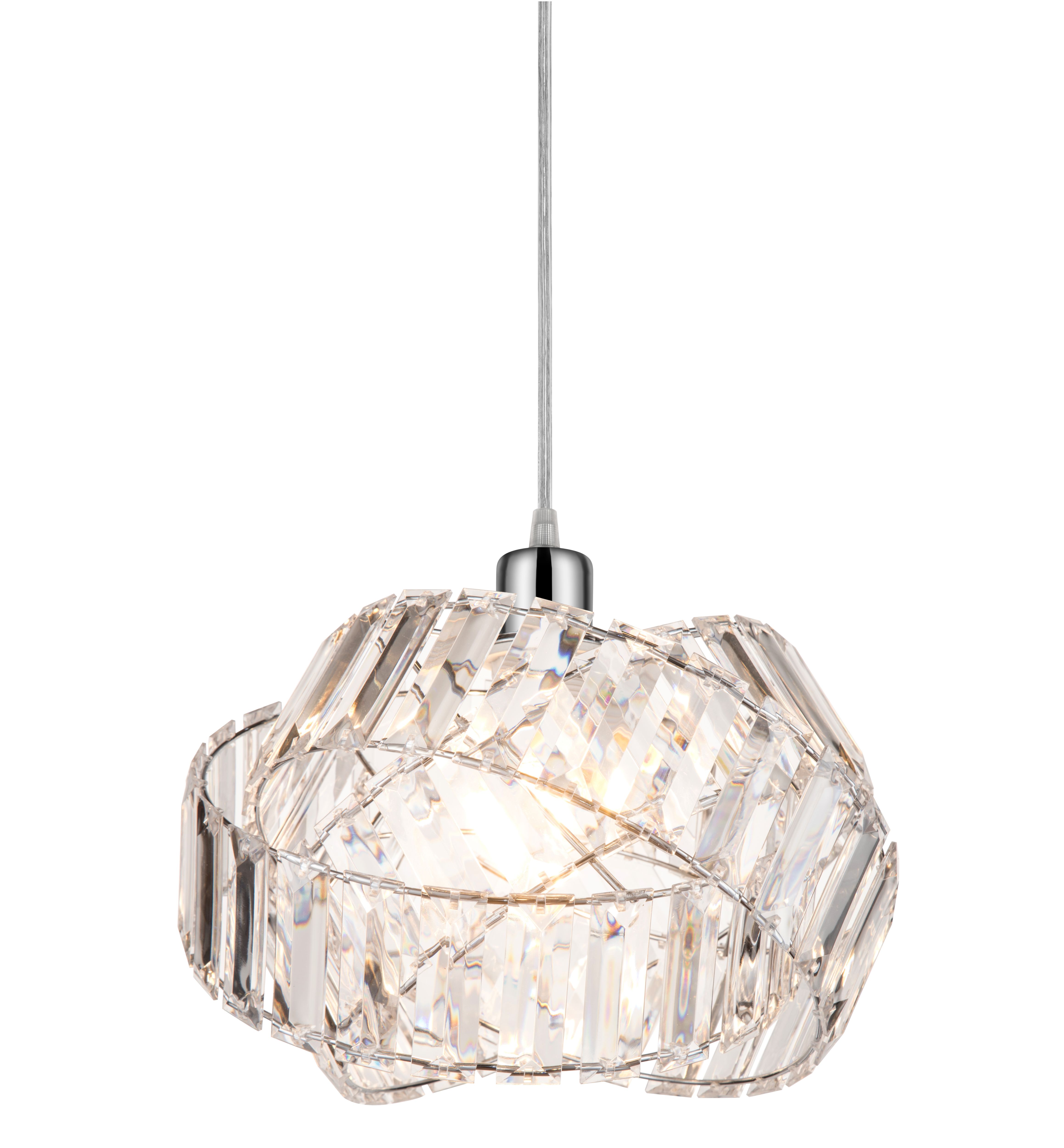 GoodHome Loddon Clear Chrome effect Round Crystal Lamp shade (D)30cm