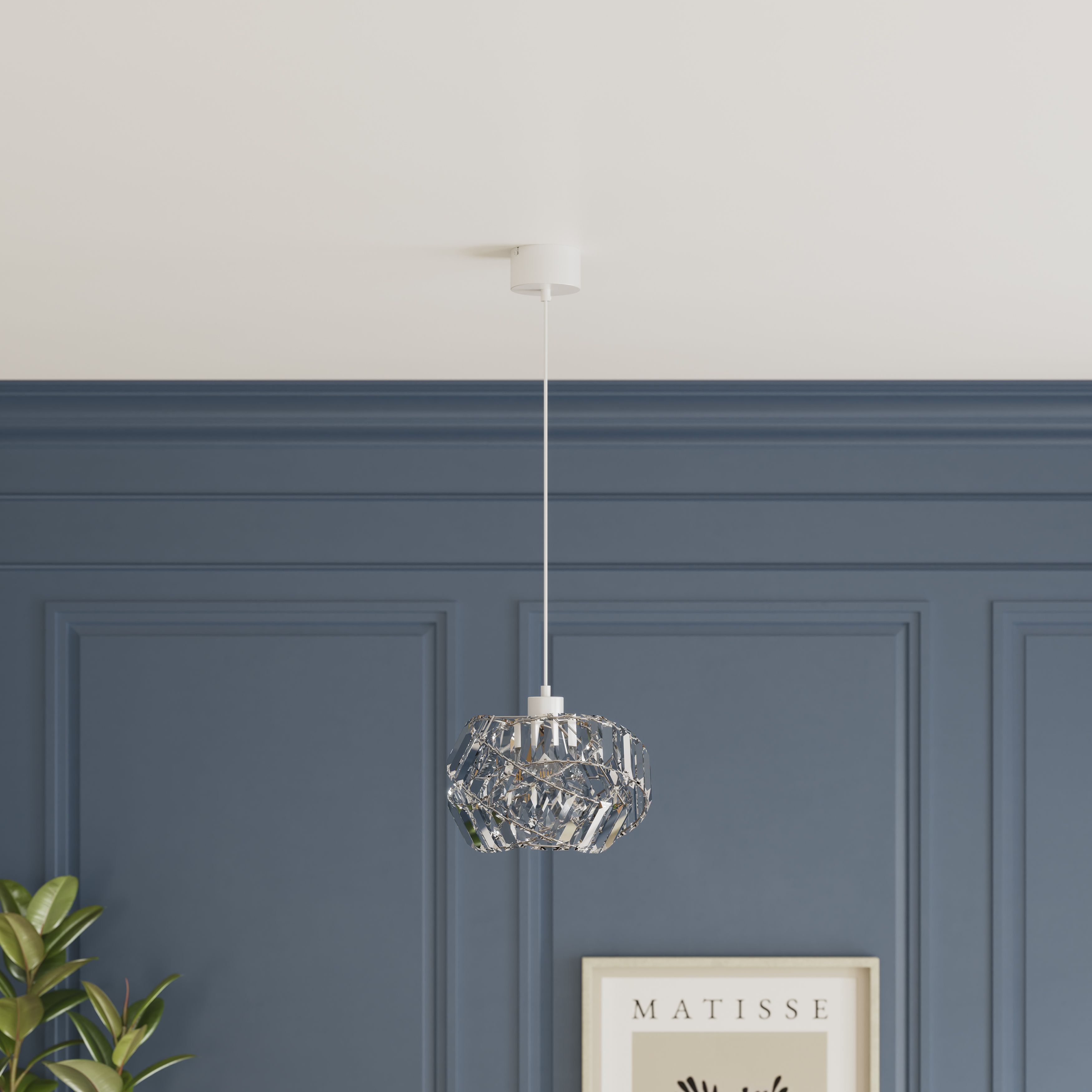 GoodHome Loddon Clear Chrome effect Round Crystal Round Lamp shade (D)30cm