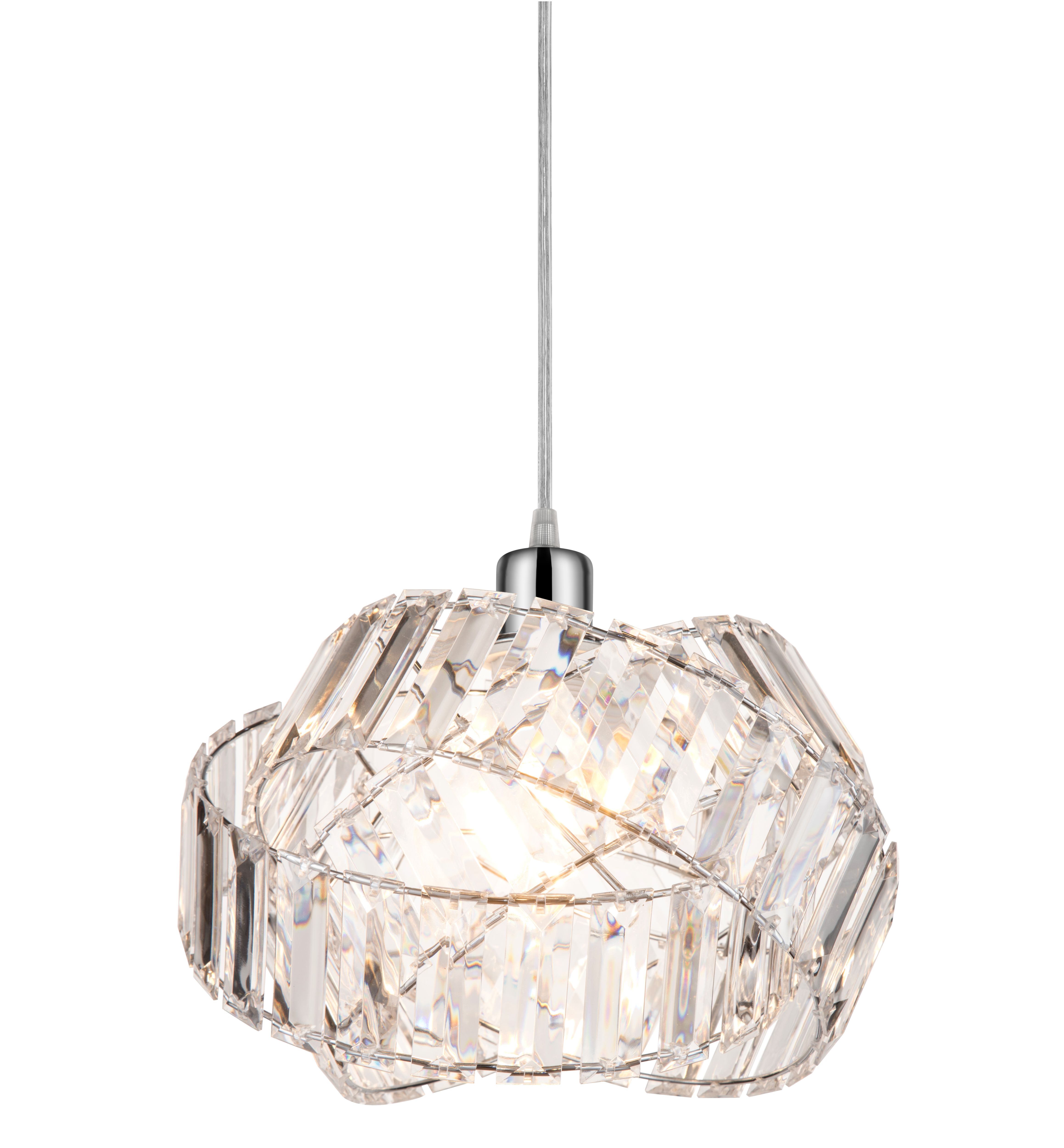 GoodHome Loddon Clear Chrome effect Round Crystal Round Lamp shade (D)30cm