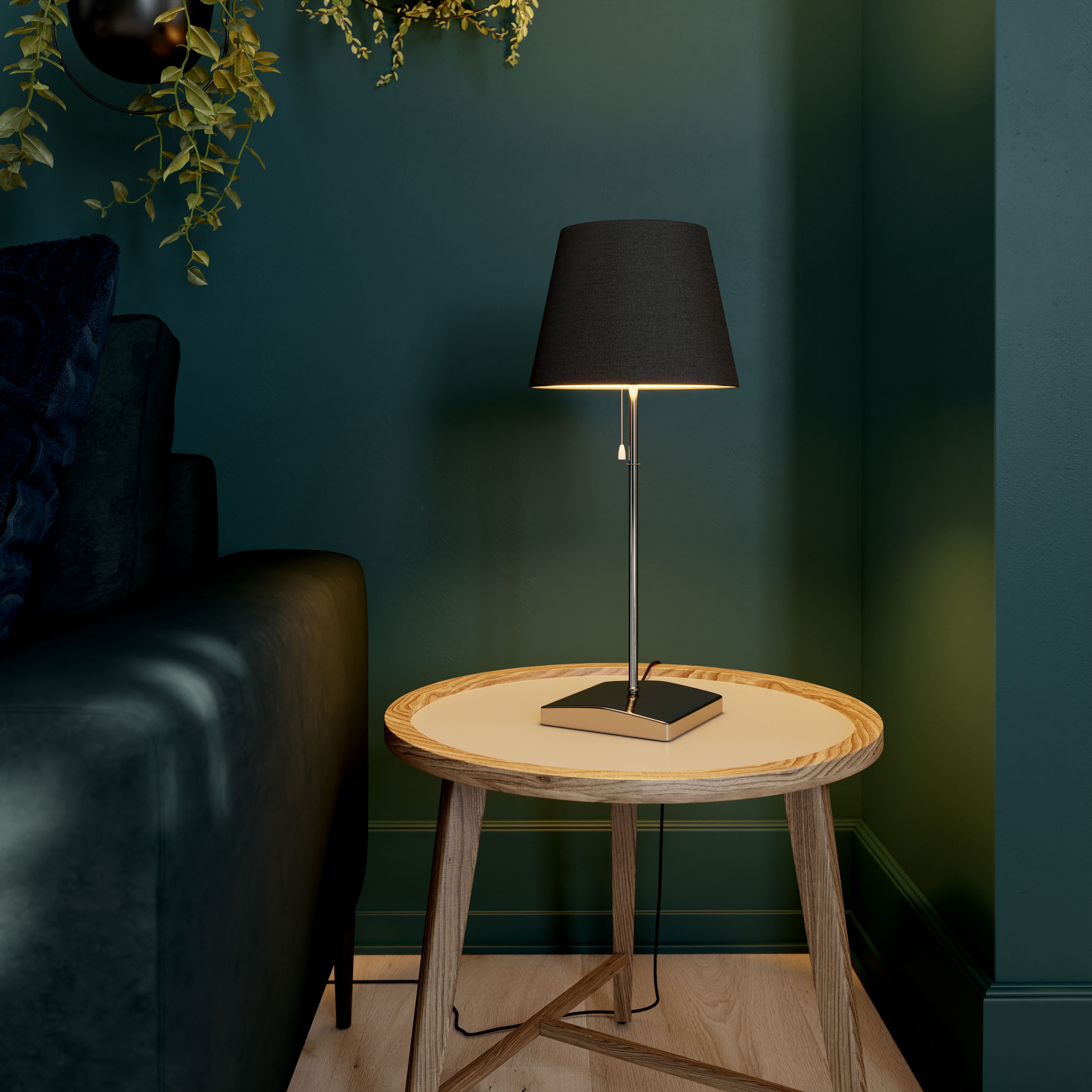 GoodHome Lokombi Dark grey Fabric dyed Conical Light shade (D)20cm