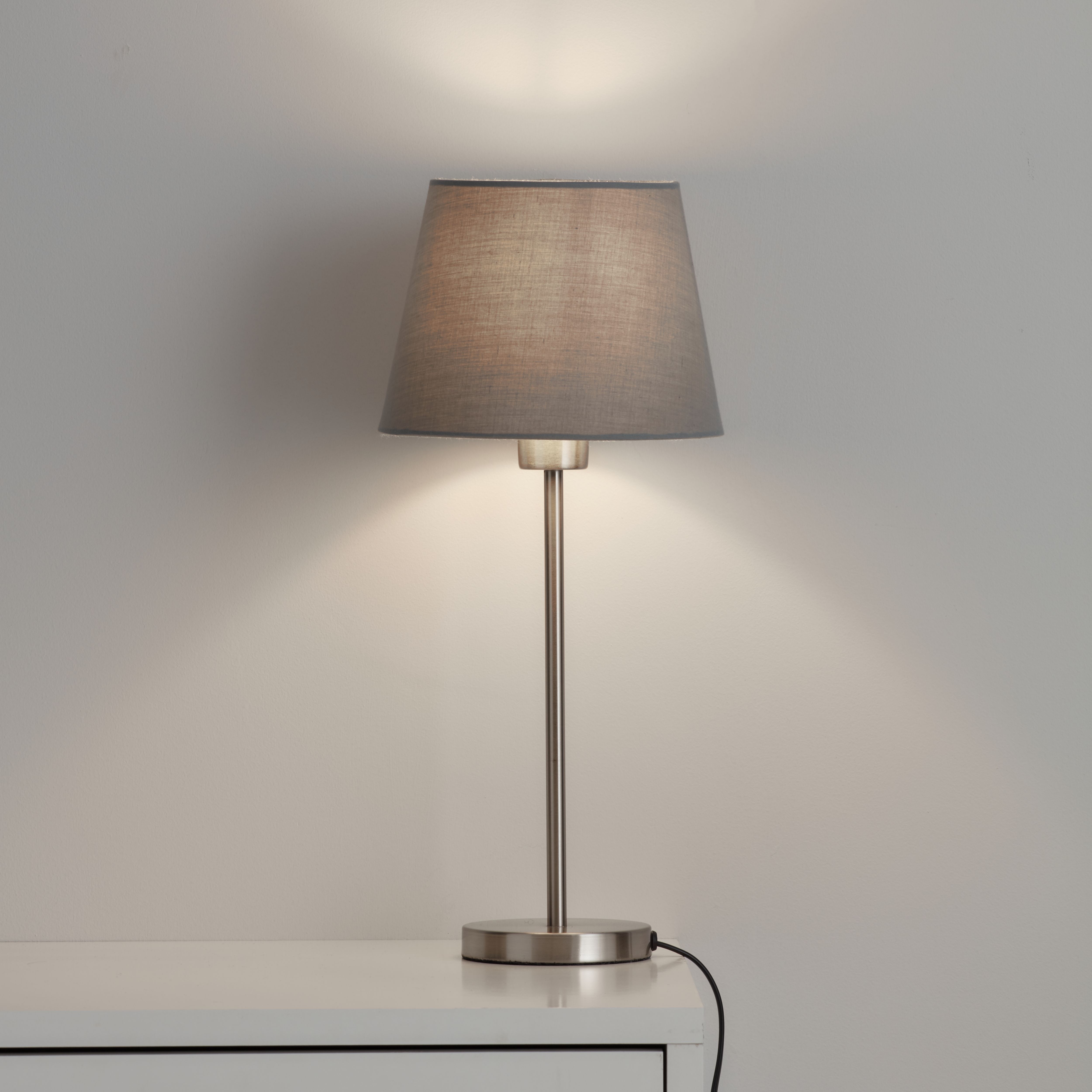 GoodHome Lokombi Light grey Fabric dyed Conical Light shade (D)20cm