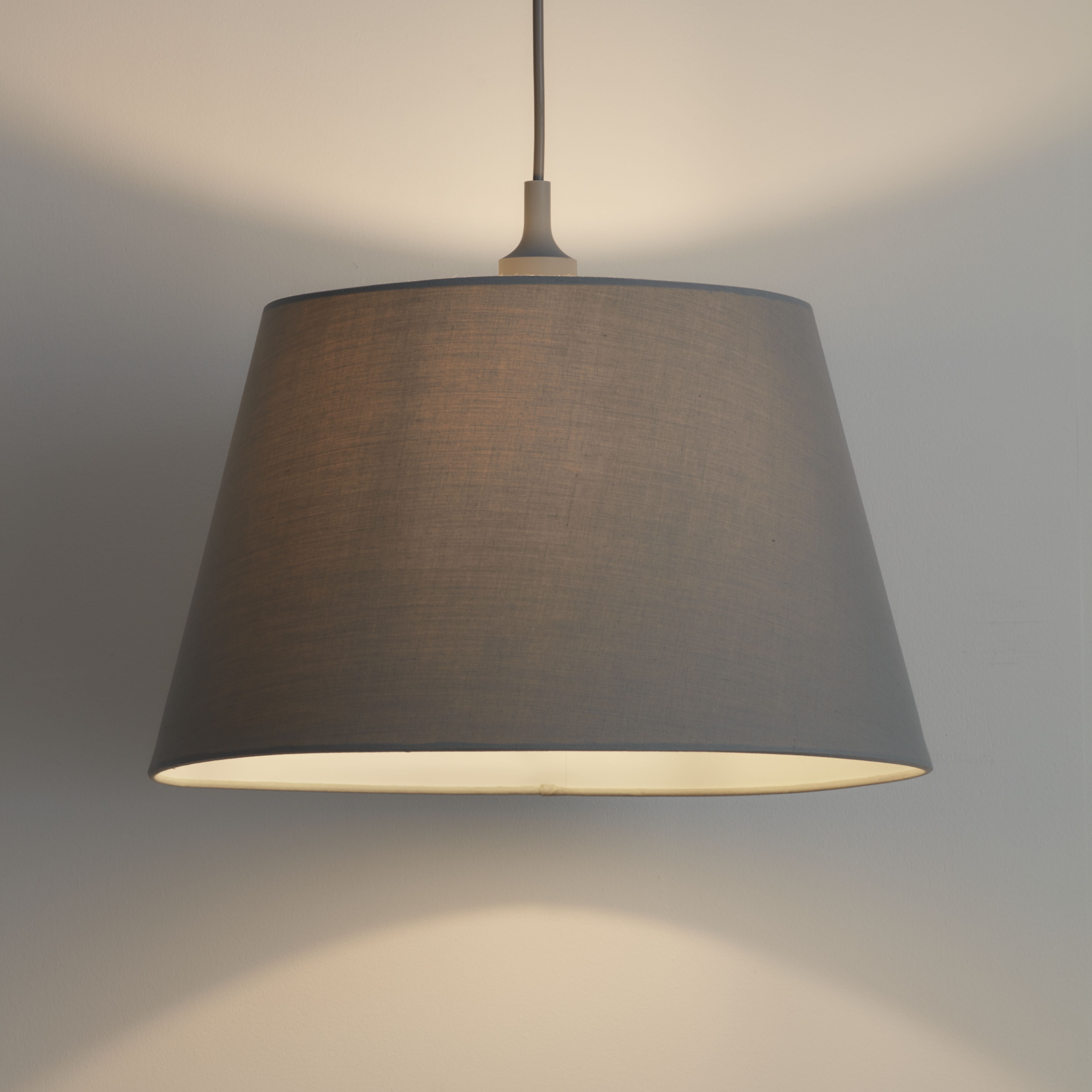GoodHome Lokombi Light grey Fabric dyed Conical Light shade (D)40cm