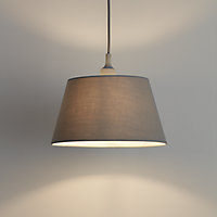 GoodHome Lokombi Light grey Fabric dyed Light shade (D)30cm