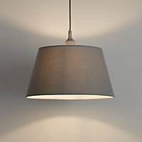 GoodHome Lokombi Light grey Fabric dyed Light shade (D)35cm
