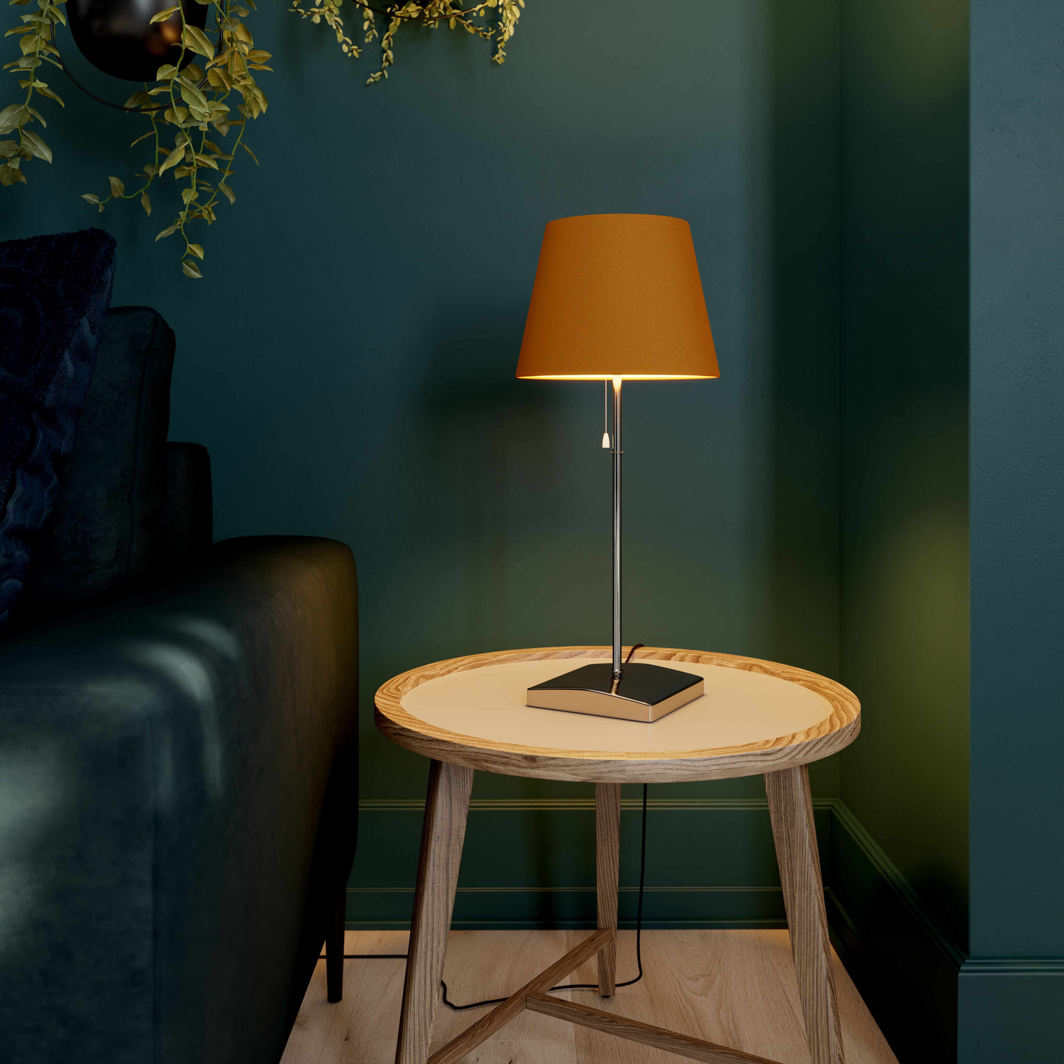 GoodHome Lokombi Mustard yellow Fabric dyed Conical Light shade (D)20cm