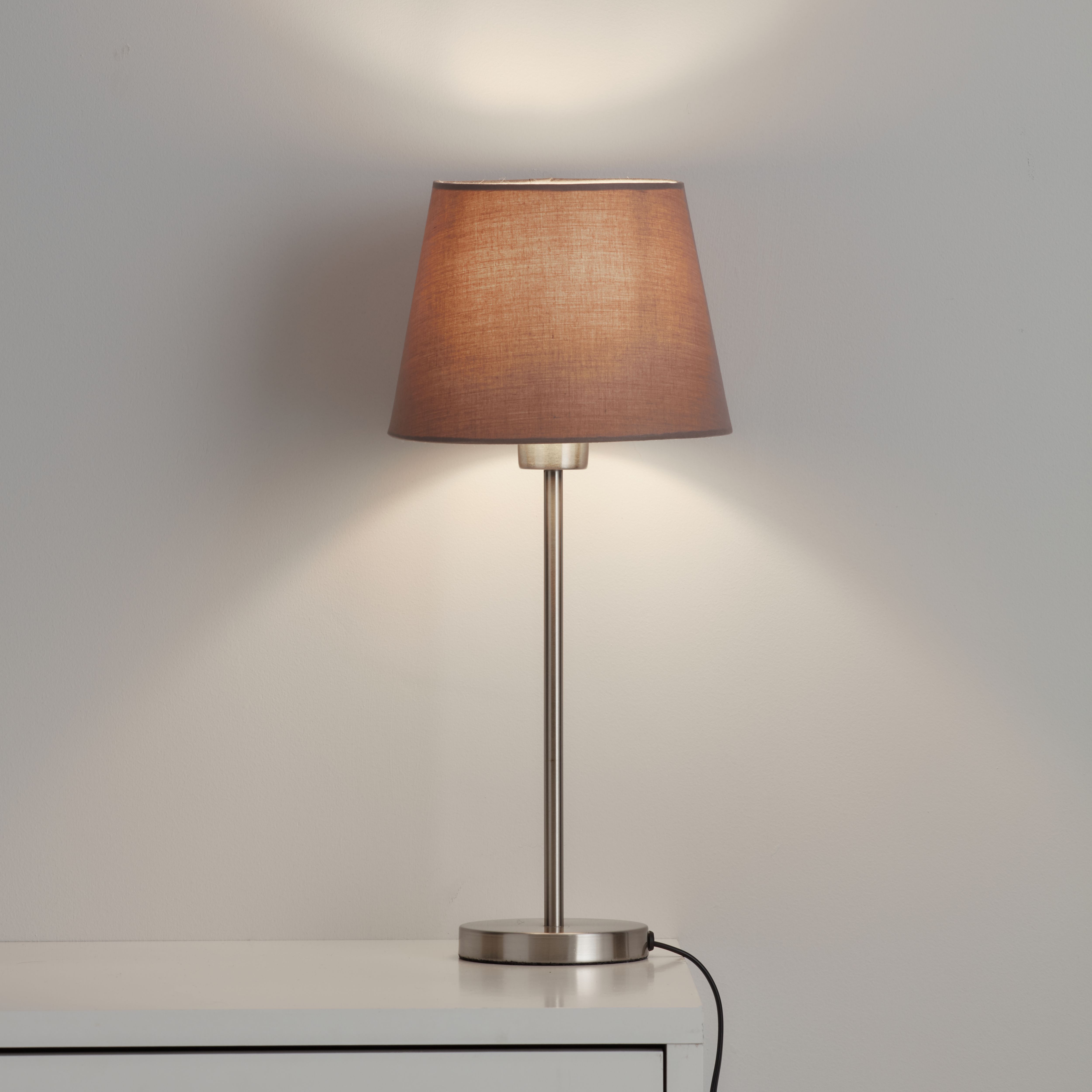 GoodHome Lokombi Taupe Fabric dyed Conical Light shade (D)20cm