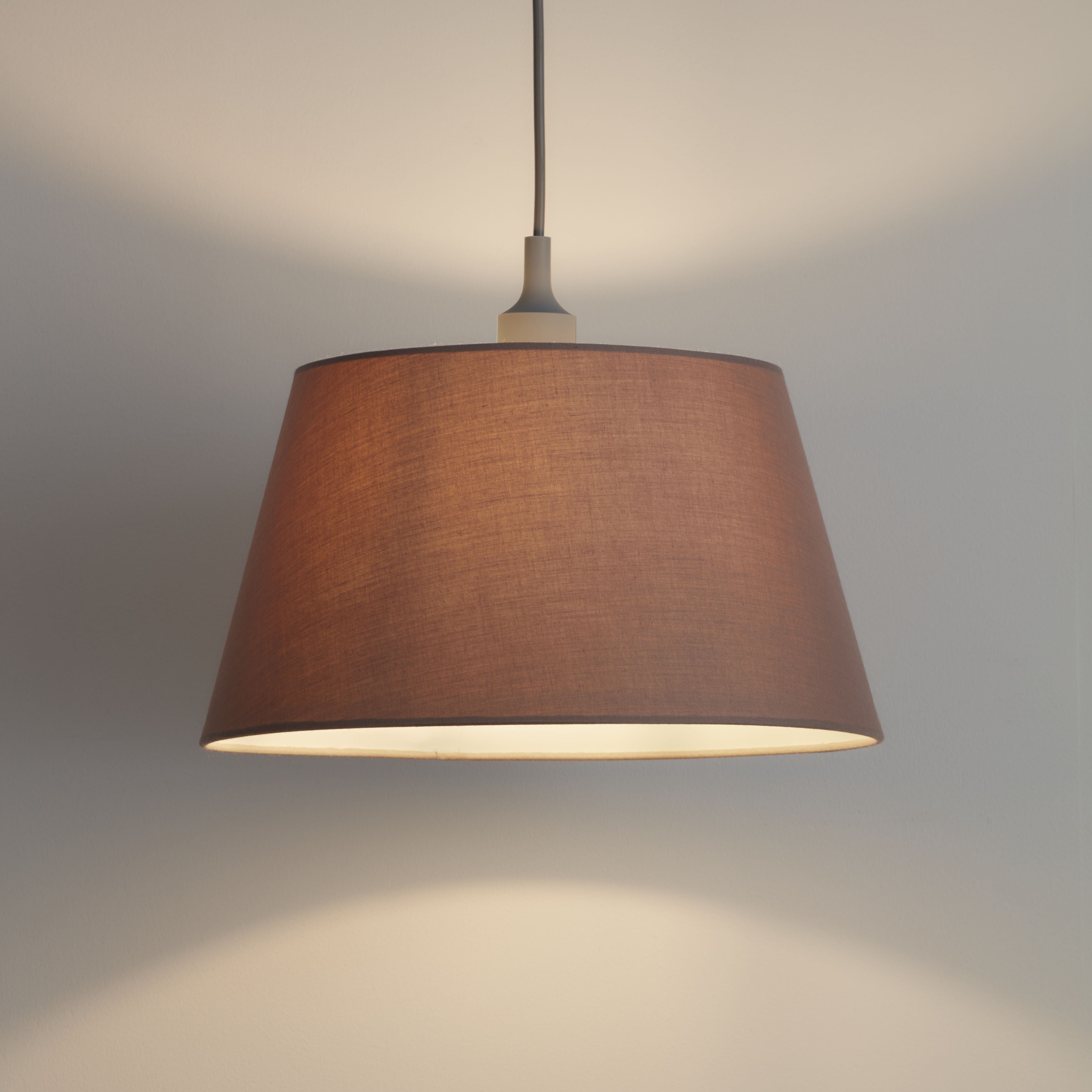 GoodHome Lokombi Taupe Fabric dyed Conical Light shade (D)35cm
