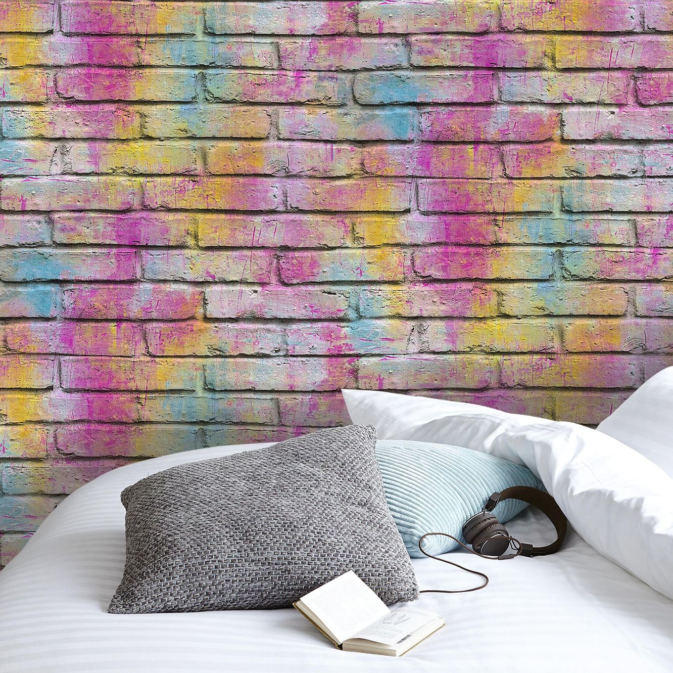 GoodHome Lokta Multicolour Brick effect Textured Wallpaper | DIY at B&Q