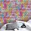 GoodHome Lokta Multicolour Grafitti Brick effect Textured Wallpaper Sample