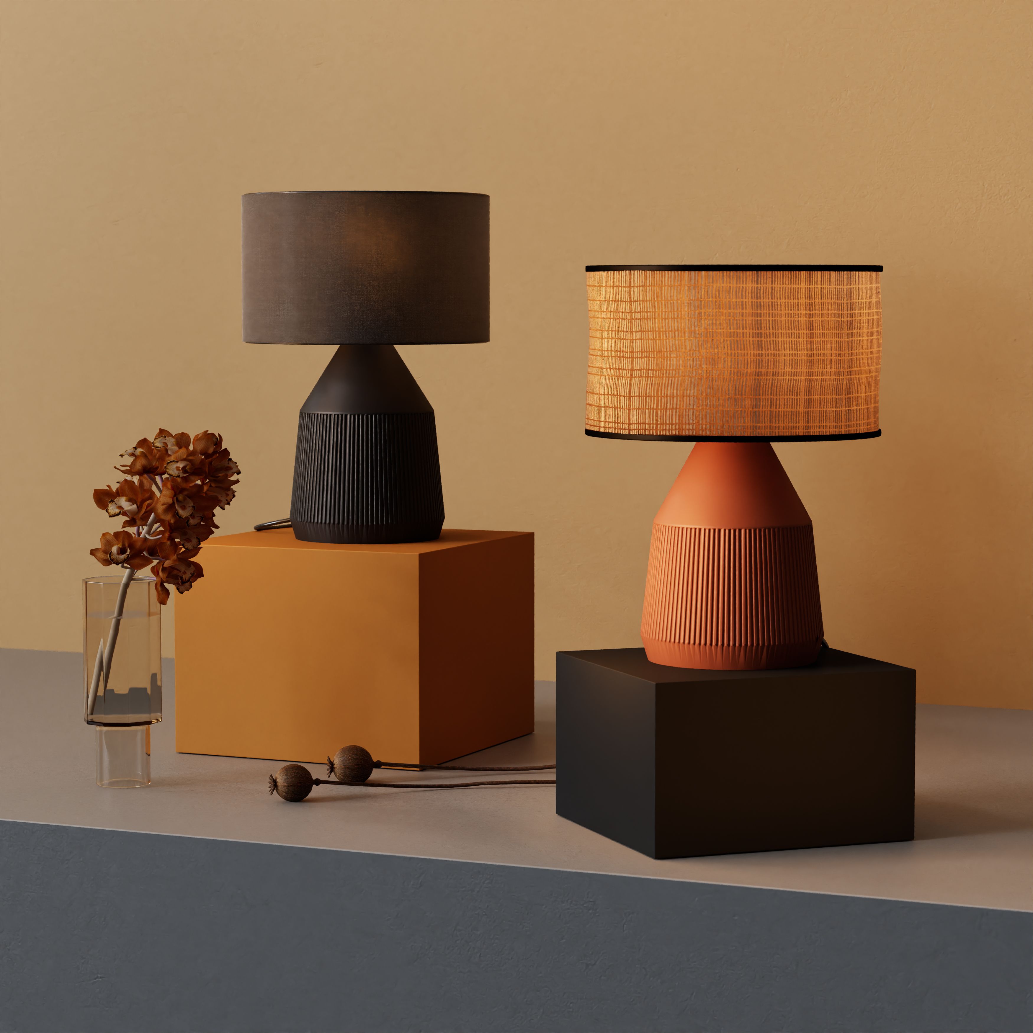 GoodHome Longclaw Round Matt Black Table lamp