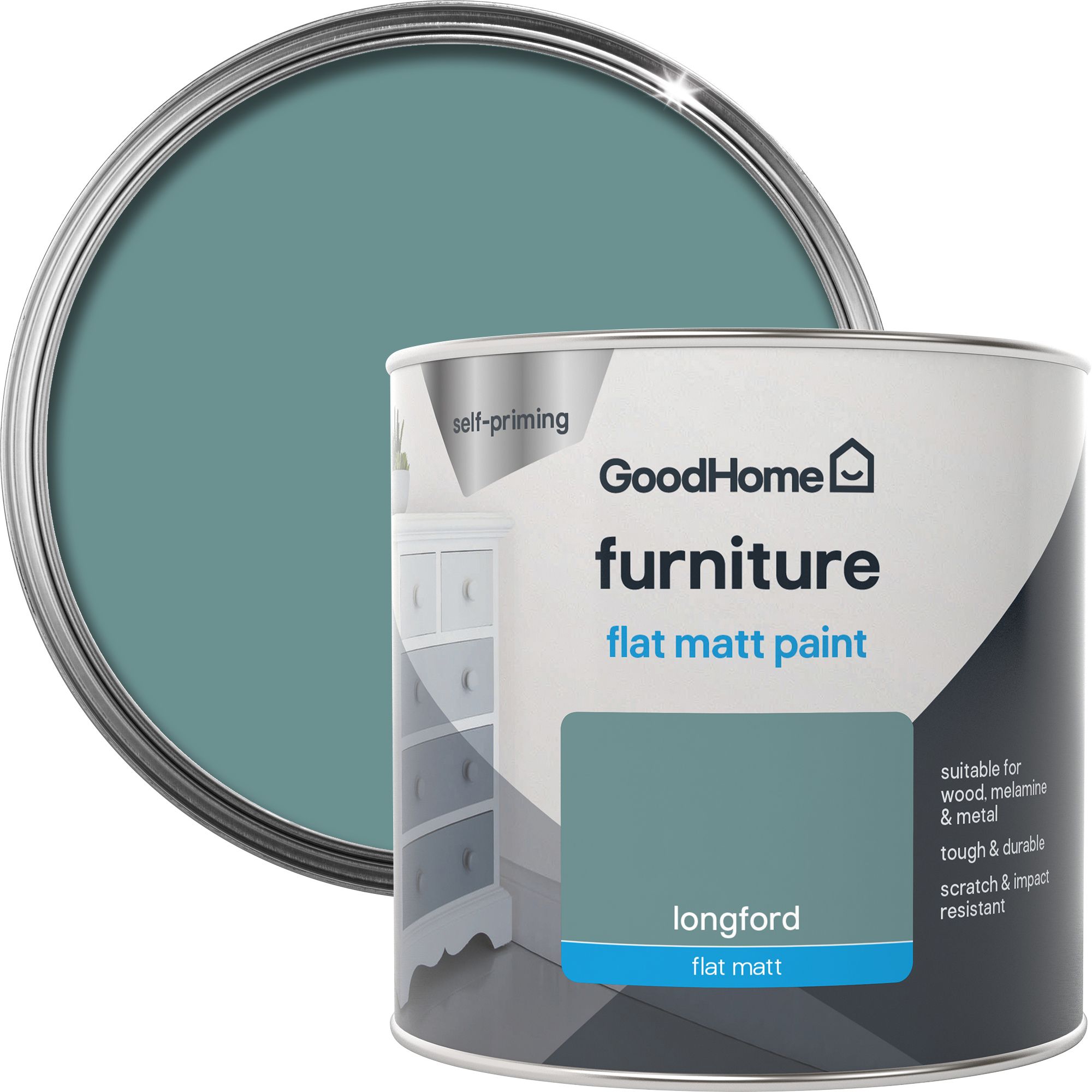 GoodHome Longford Flat matt Furniture paint, 500ml