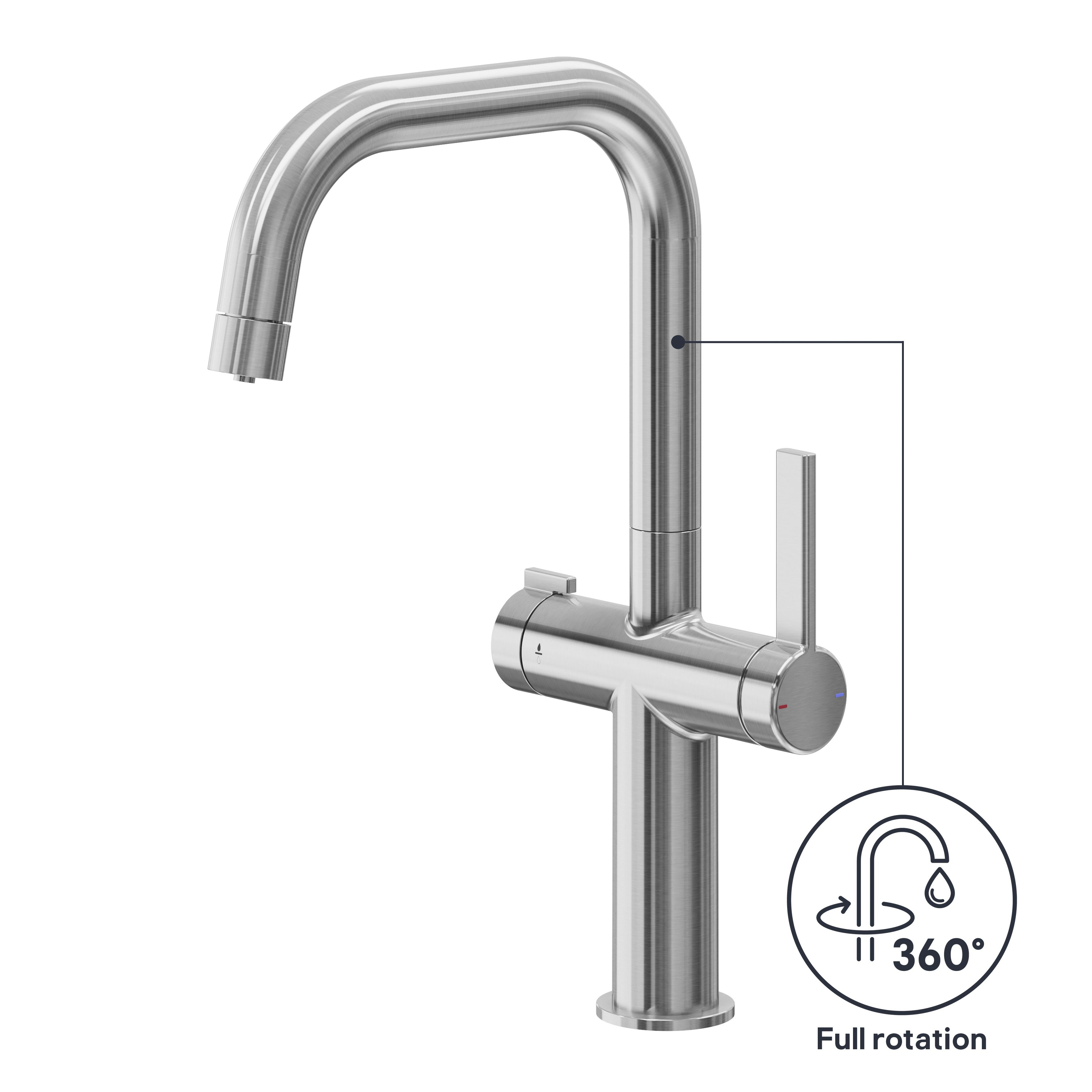 GoodHome Loreli Stainless steel effect Filter tap
