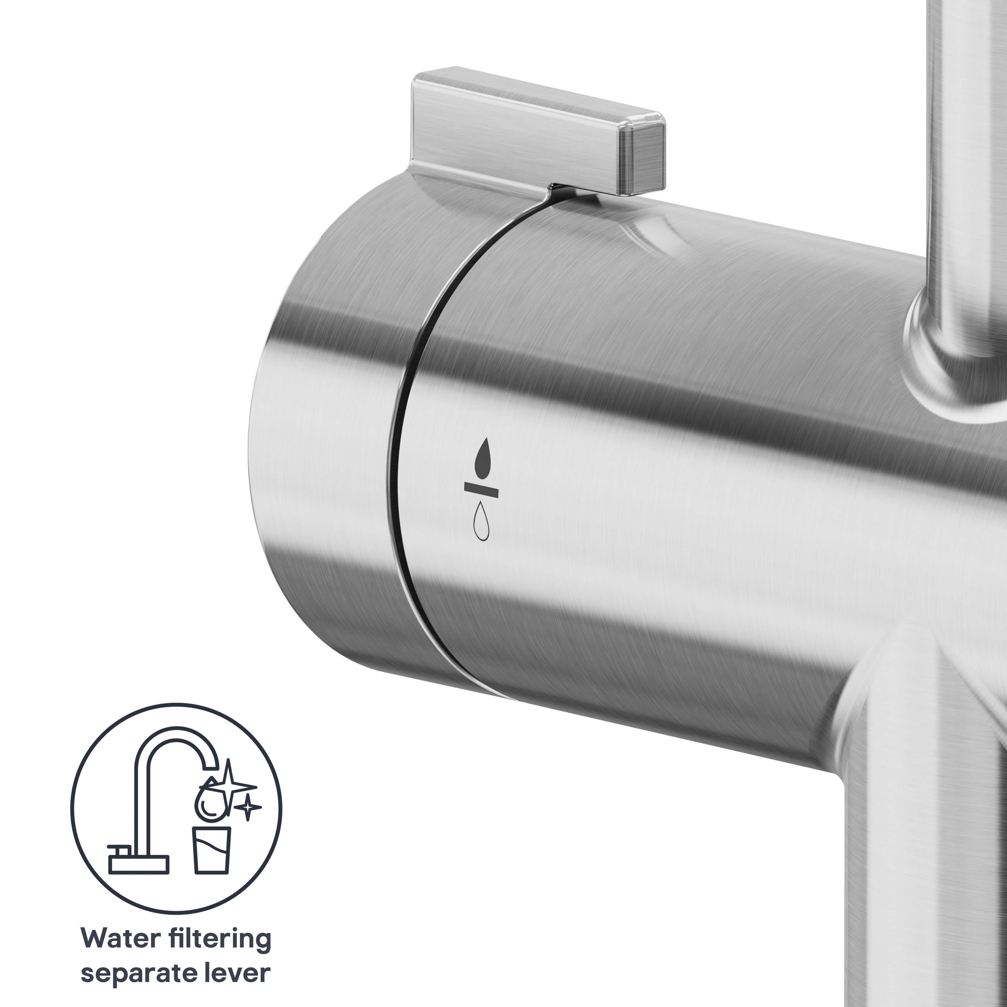 GoodHome Loreli Stainless steel effect Filter tap