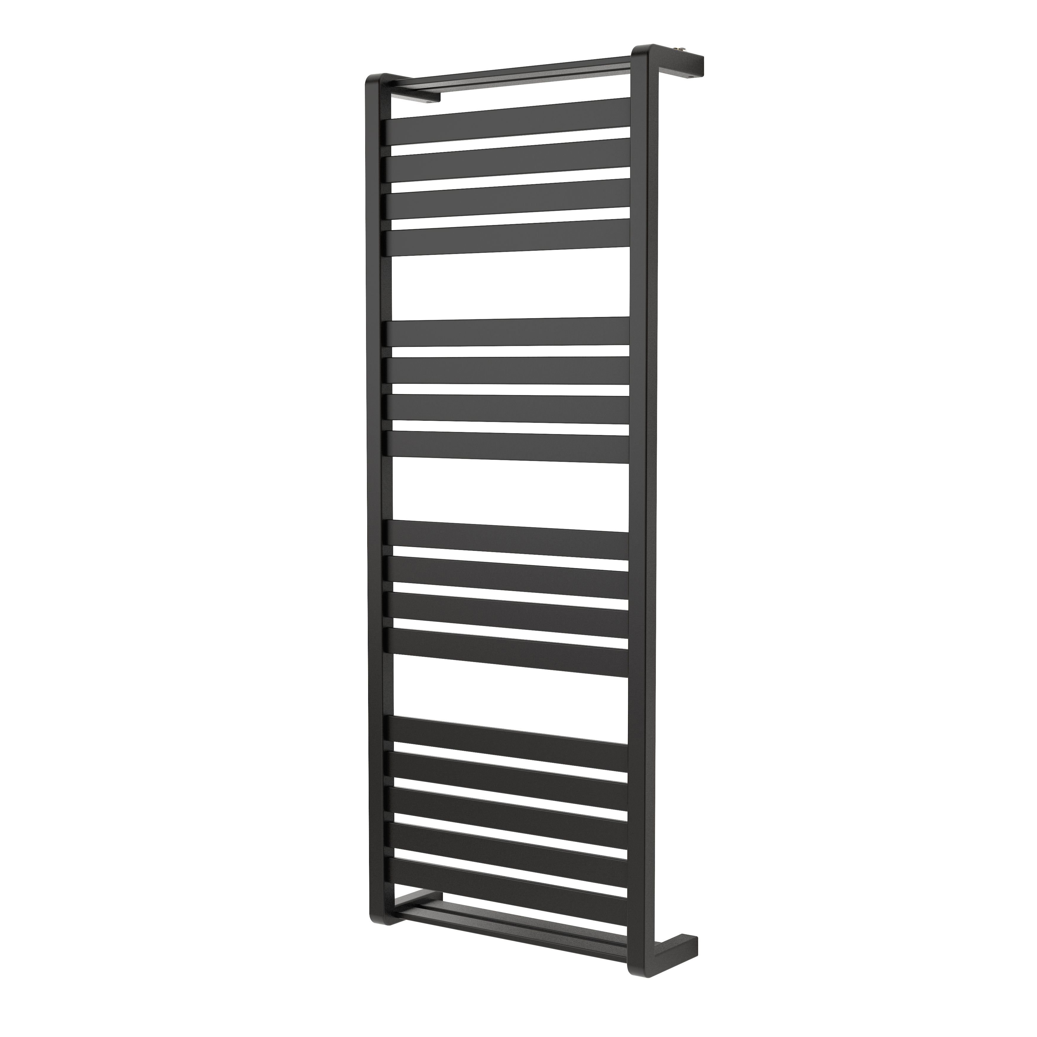 GoodHome Loreto Anthracite Electric Flat Towel warmer (W)500mm x (H)1300mm