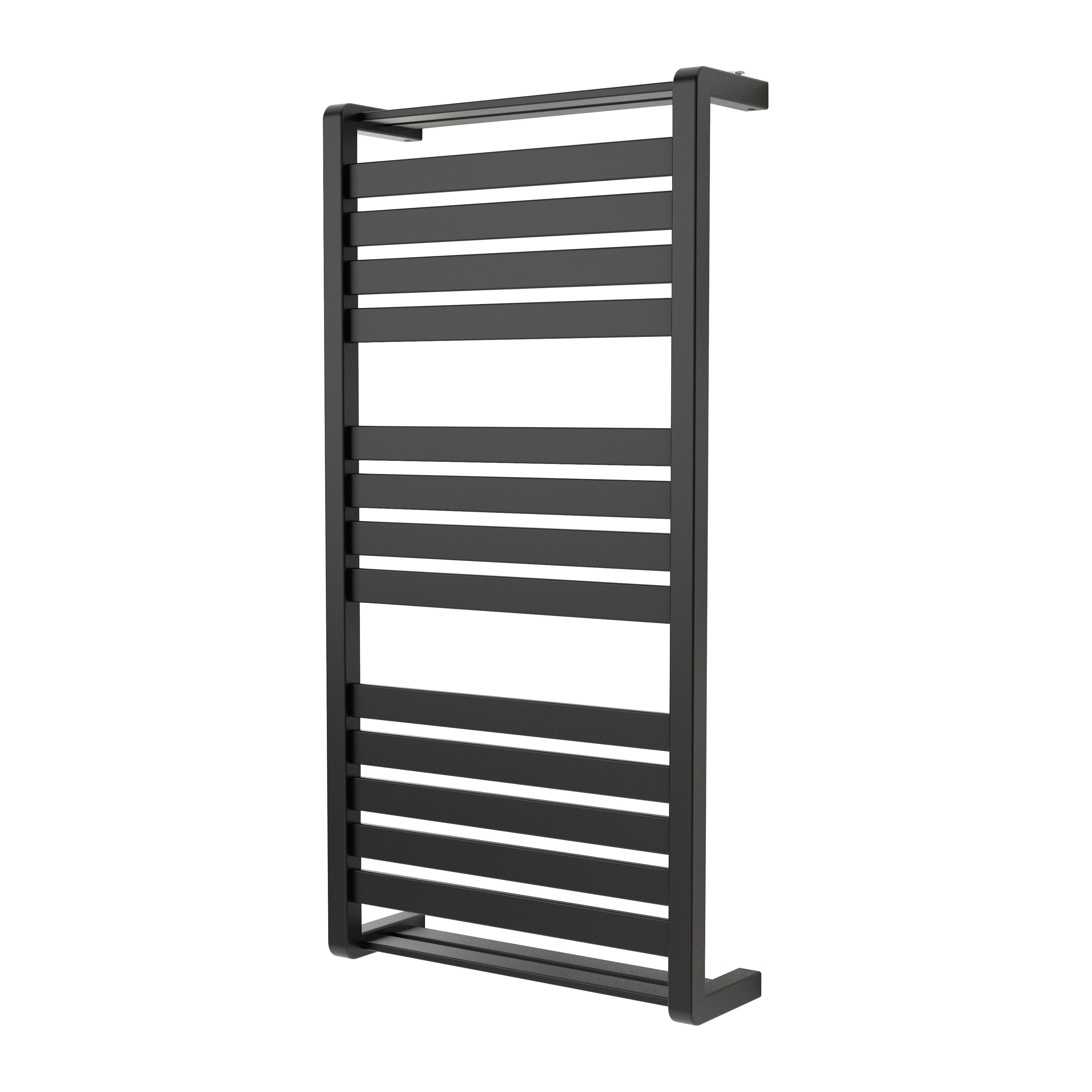 GoodHome Loreto Grey Anthracite Flat Towel warmer (W)500mm x (H)1000mm