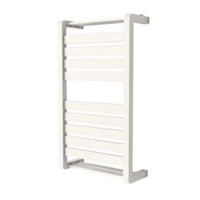 GoodHome Loreto Vertical Towel radiator, White (W)400mm (H)700mm