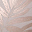GoodHome Loroco Beige & pink Leaves Metallic effect Textured Wallpaper Sample