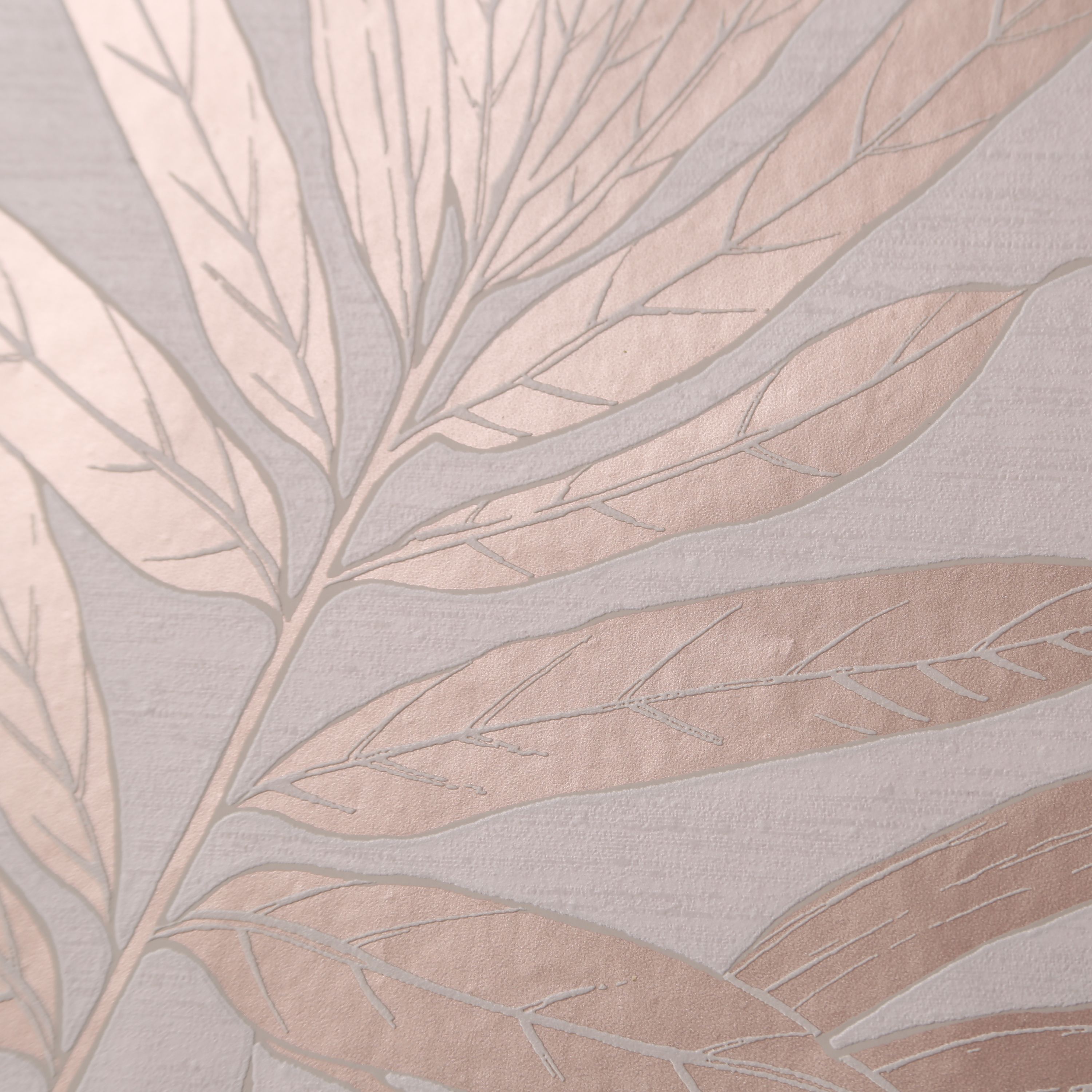 GoodHome Loroco Beige & pink Metallic effect Leaves Textured Wallpaper Sample