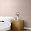 GoodHome Loroco Beige & pink Metallic effect Leaves Textured Wallpaper