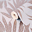 GoodHome Loroco Beige & pink Metallic effect Leaves Textured Wallpaper