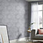 GoodHome Loroco Grey Leaves Silver effect Textured Wallpaper Sample