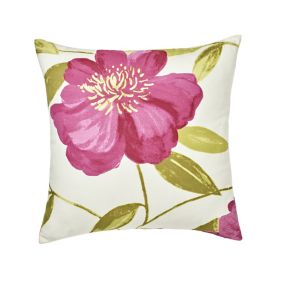 GoodHome Louga Floral Green, pink & white Cushion (L)45cm x (W)45cm
