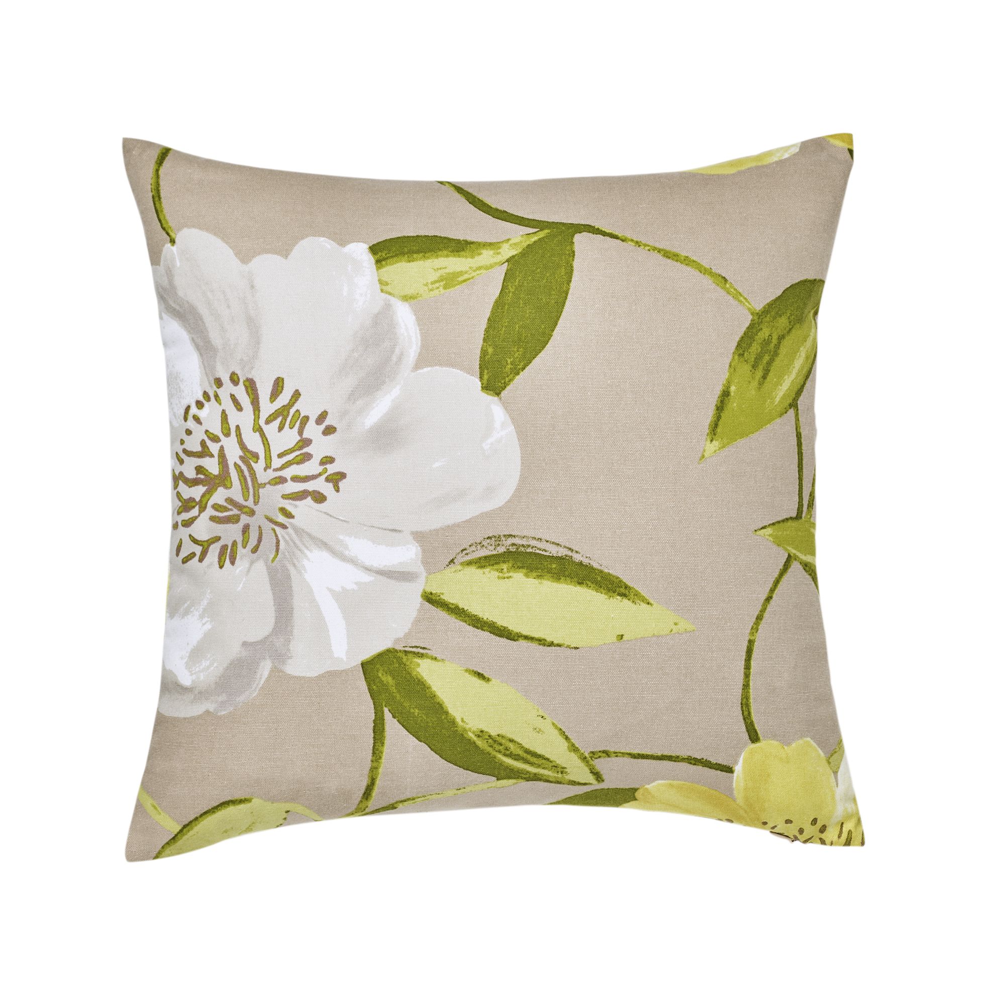 GoodHome Louga Green, grey & white Floral Indoor Cushion (L)45cm x (W ...