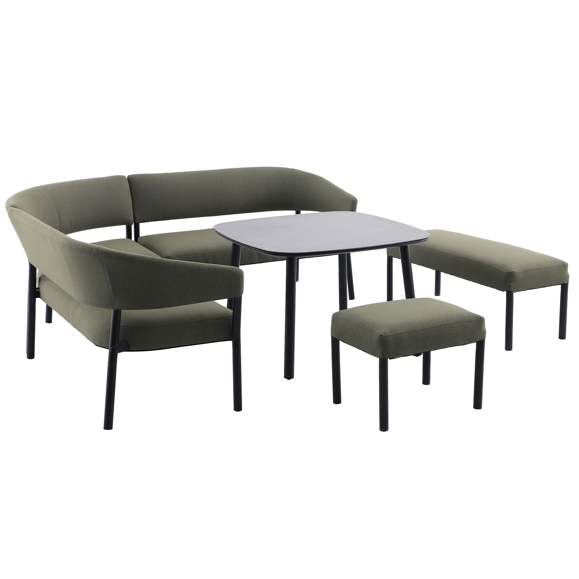 GoodHome Lucala Green Metal 8 Seater Corner Dining set