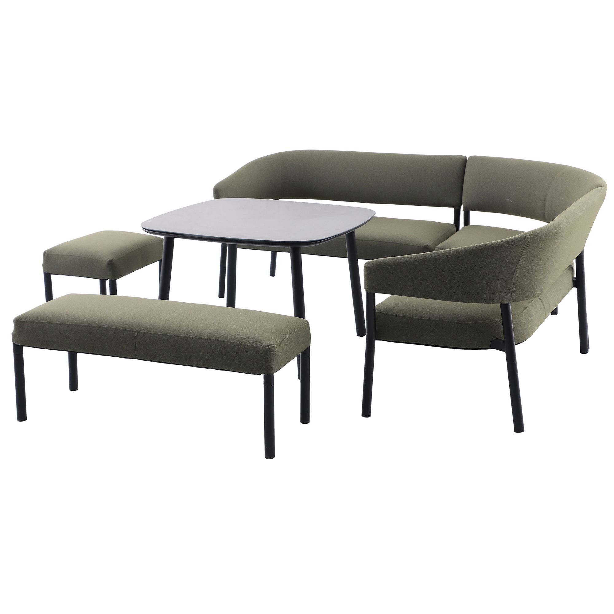 GoodHome Lucala Green Metal 8 Seater Corner Dining set