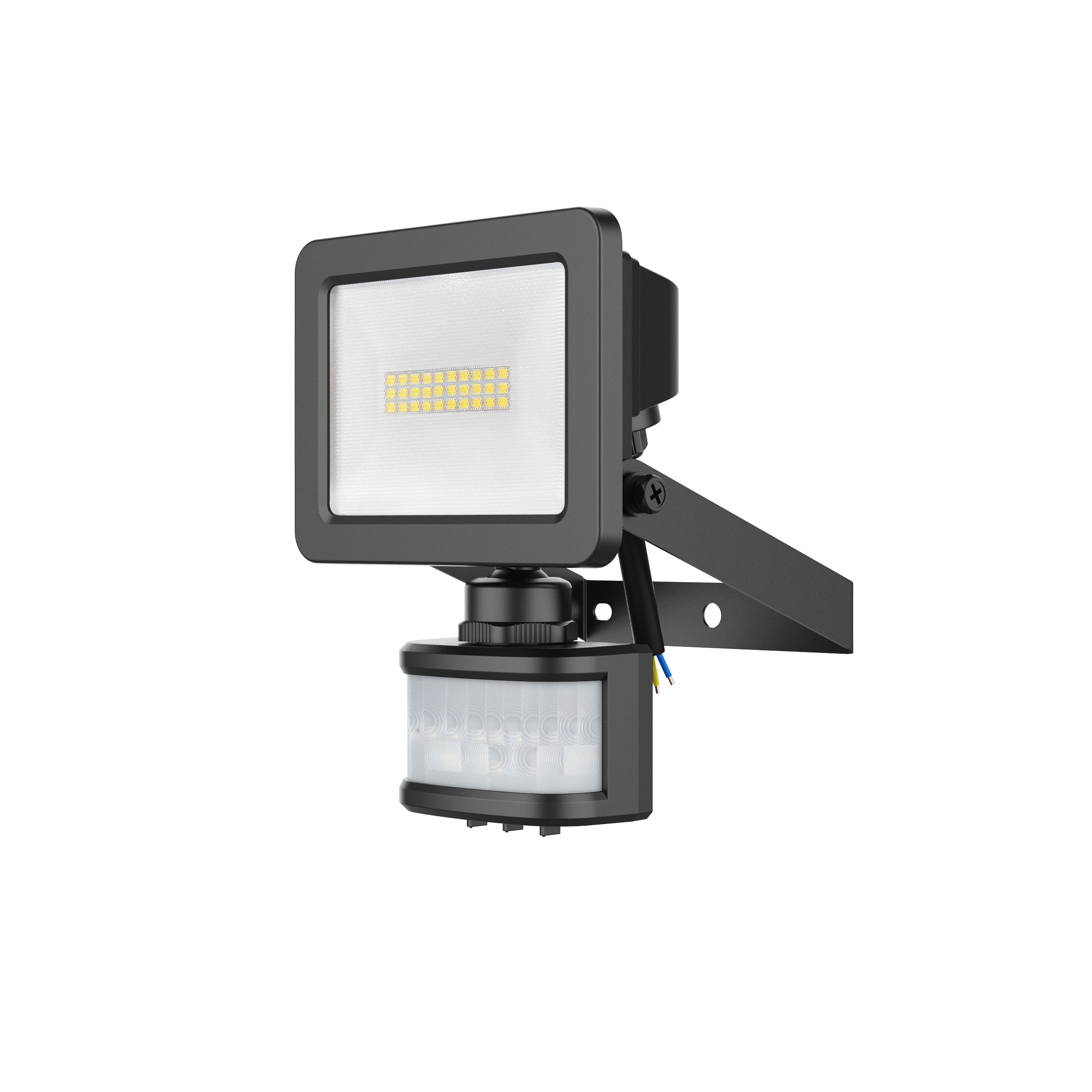 GoodHome Lucan Black Mains-powered Cool white Outdoor LED PIR Floodlight 1150lm