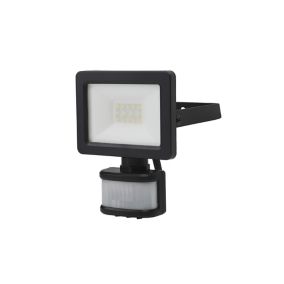 GoodHome Lucan Black Mains-powered Cool white Outdoor LED PIR Motion sensor Floodlight 1000lm