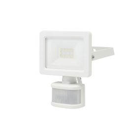 GoodHome Lucan White Mains-powered Cool white Outdoor LED PIR Motion sensor Floodlight 1000lm