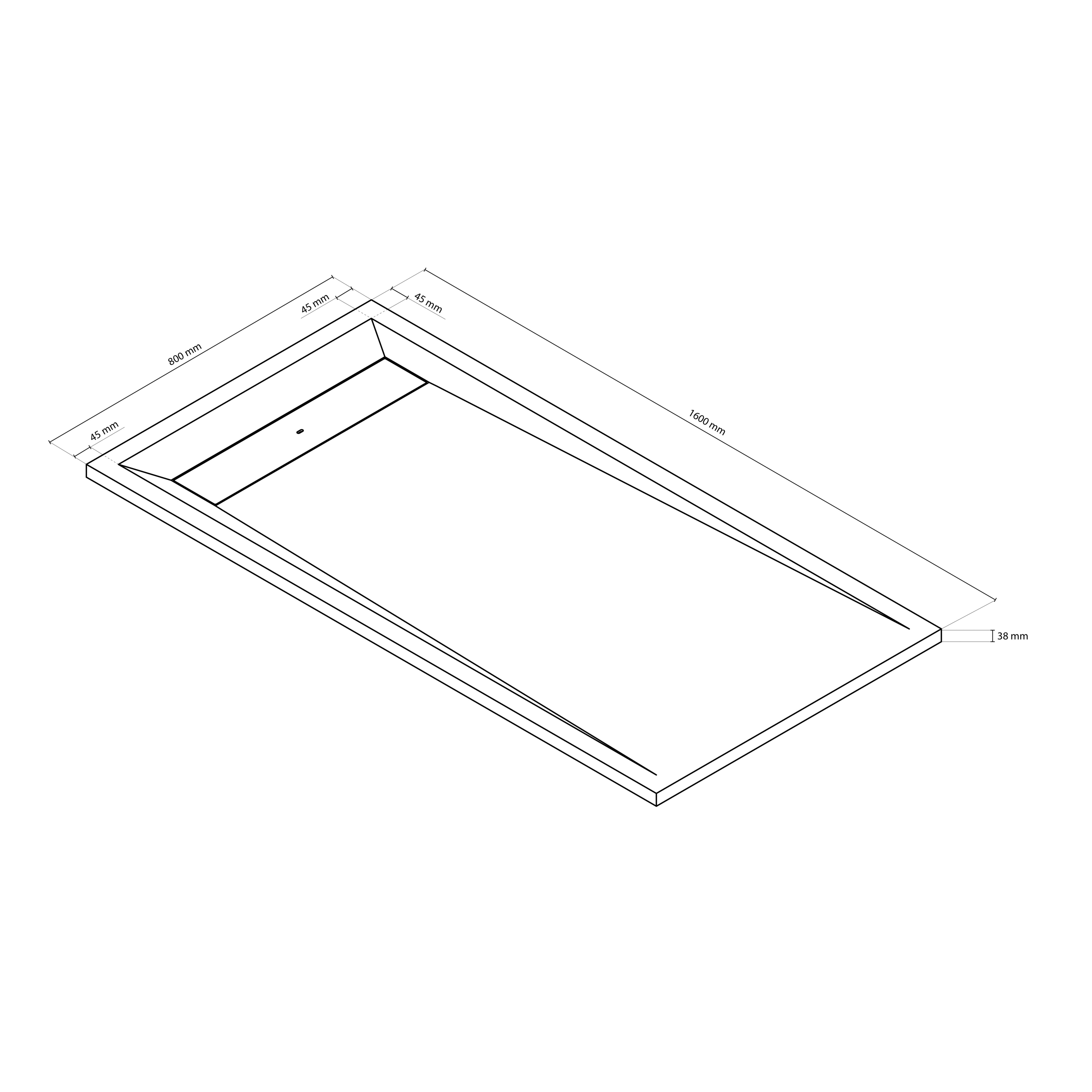 GoodHome Luiro Matt Black Rectangular Reversible drainer Shower tray (L)1600mm (W)800mm (H) 38mm