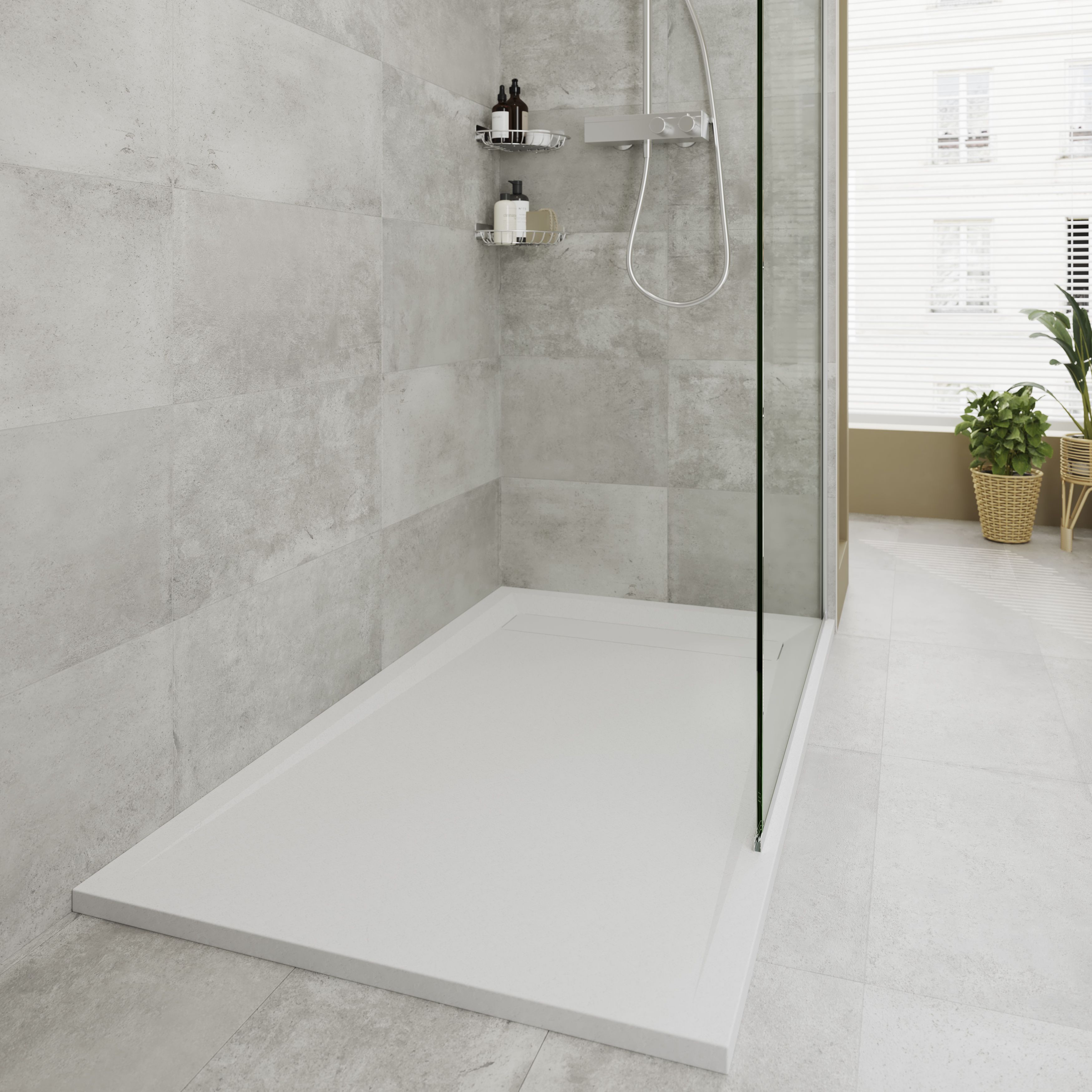 GoodHome Luiro Matt White Rectangular Reversible drainer Shower tray (L)1200mm (W)800mm (H) 32mm