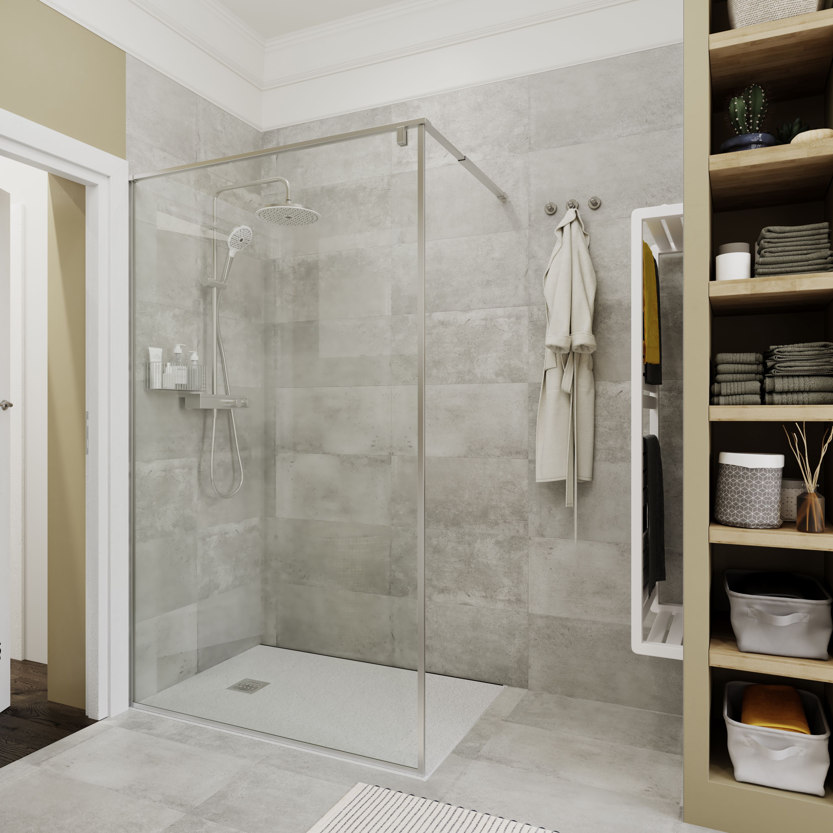 GoodHome Luiro Matt White Rectangular Reversible drainer Shower tray (L)1200mm (W)800mm (H) 32mm