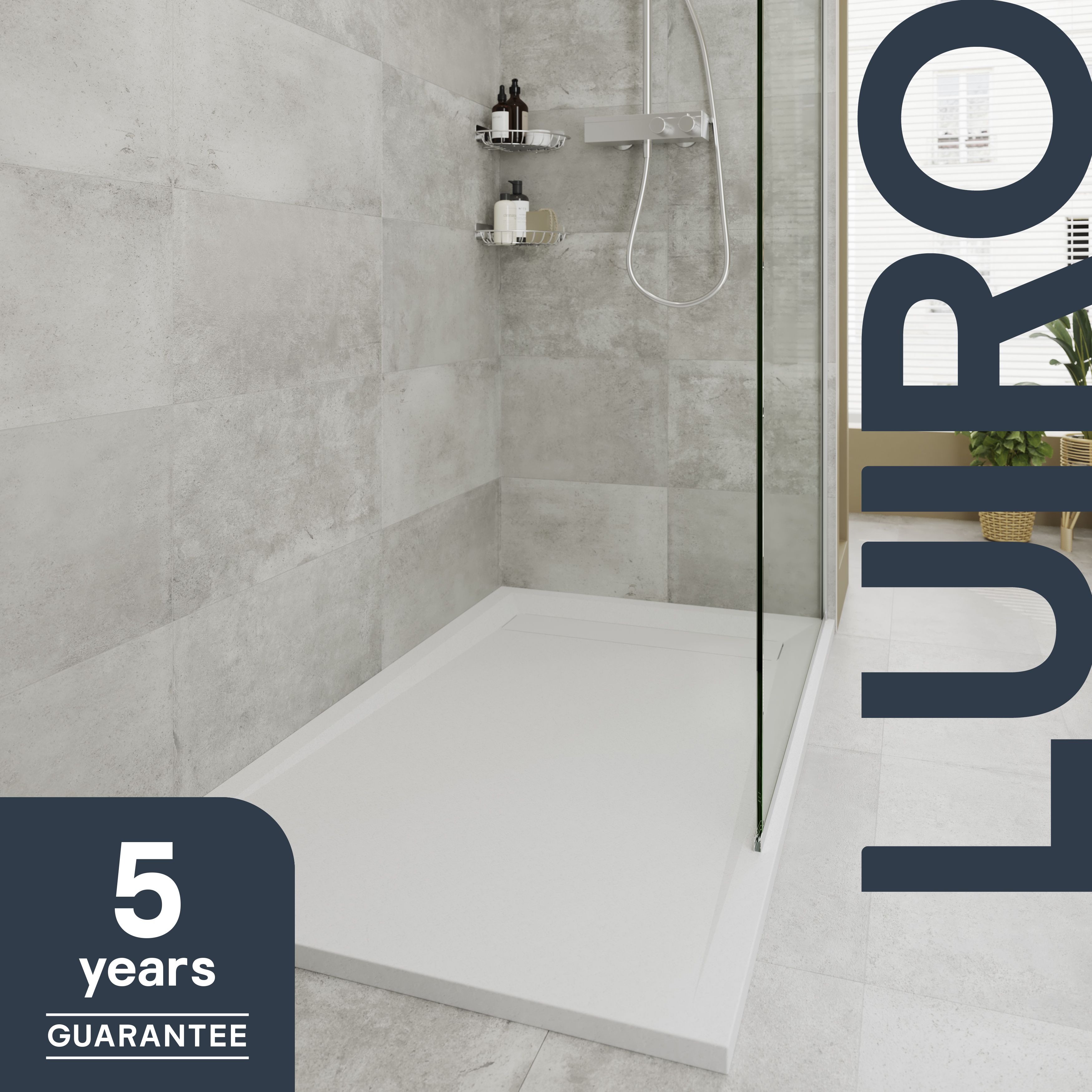 GoodHome Luiro Matt White Rectangular Reversible drainer Shower tray (L)1200mm (W)800mm (H) 32mm