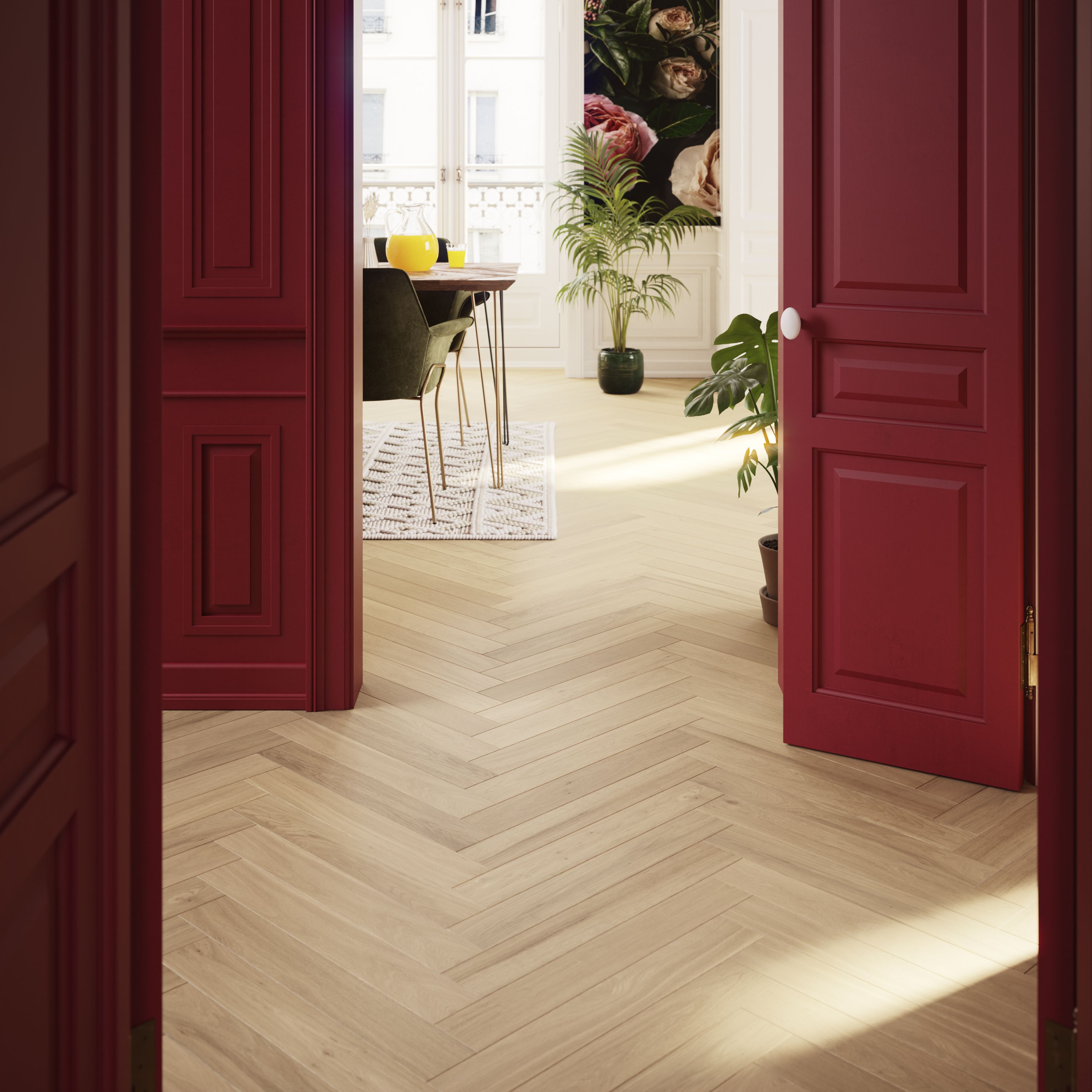 GoodHome Lulea Herringbone Natural Oak effect Oak Solid wood flooring, 0.864m�²