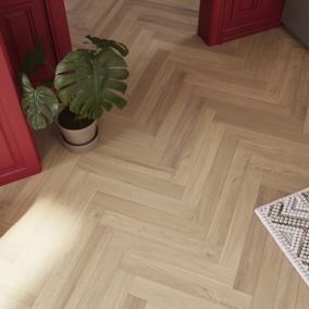 GoodHome Lulea Modern Herringbone Natural Oak Engineered Real wood top layer flooring, 1.94m²