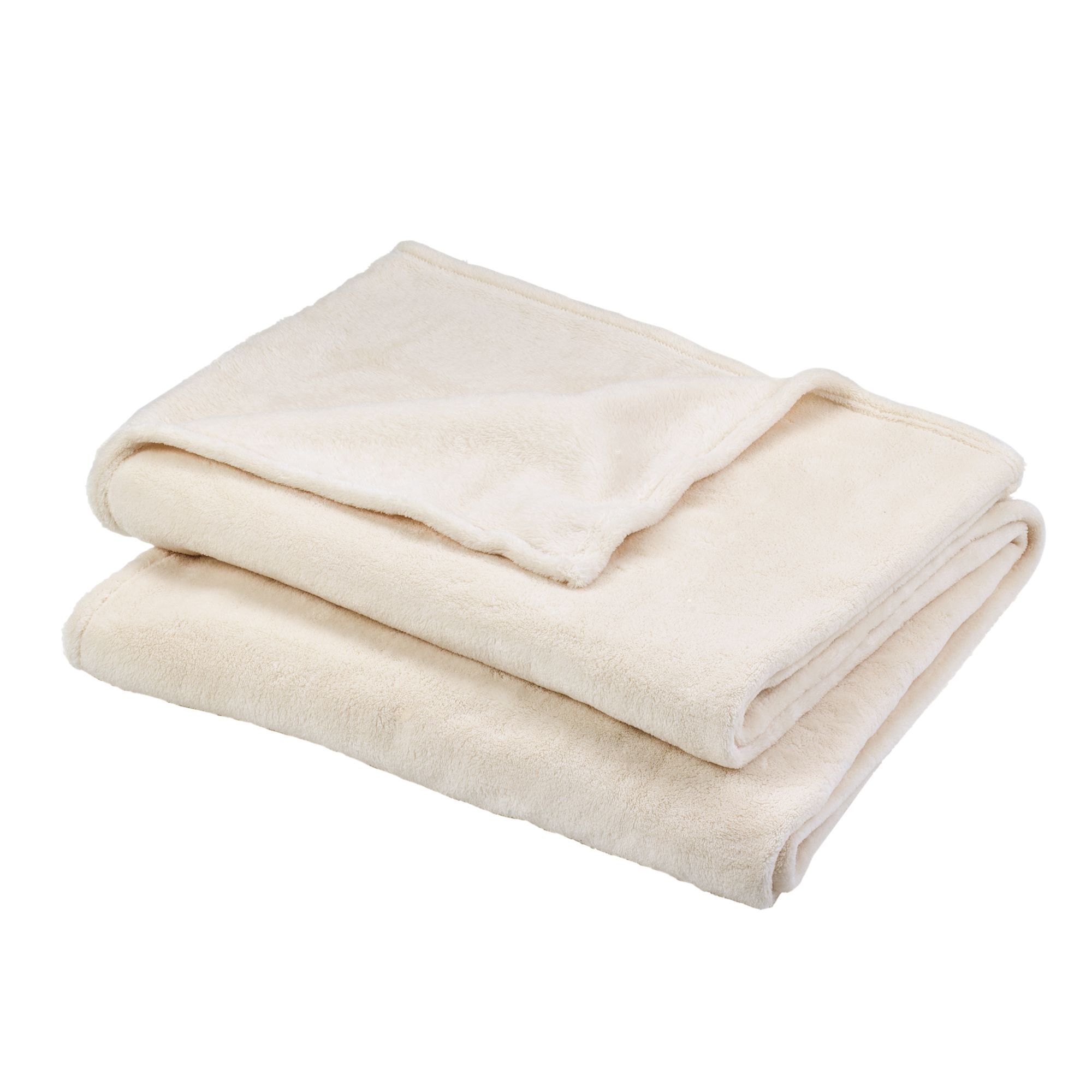GoodHome Lulu Ivory Plain Fleece Throw