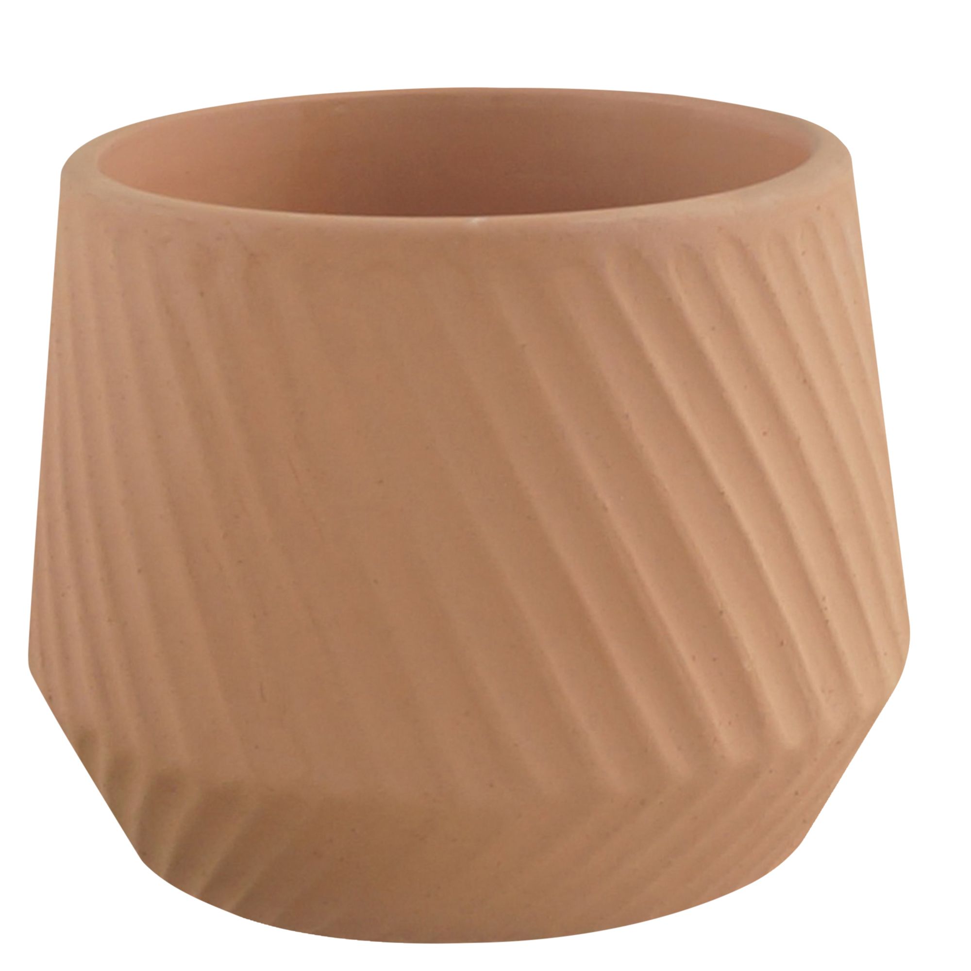 GoodHome Lummi Beige Terracotta Slanting stripes Circular Plant pot (Dia) 23.5cm, (H)18cm