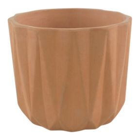 GoodHome Lummi Natural Terracotta Geometric stripes Round Plant pot (Dia)15cm