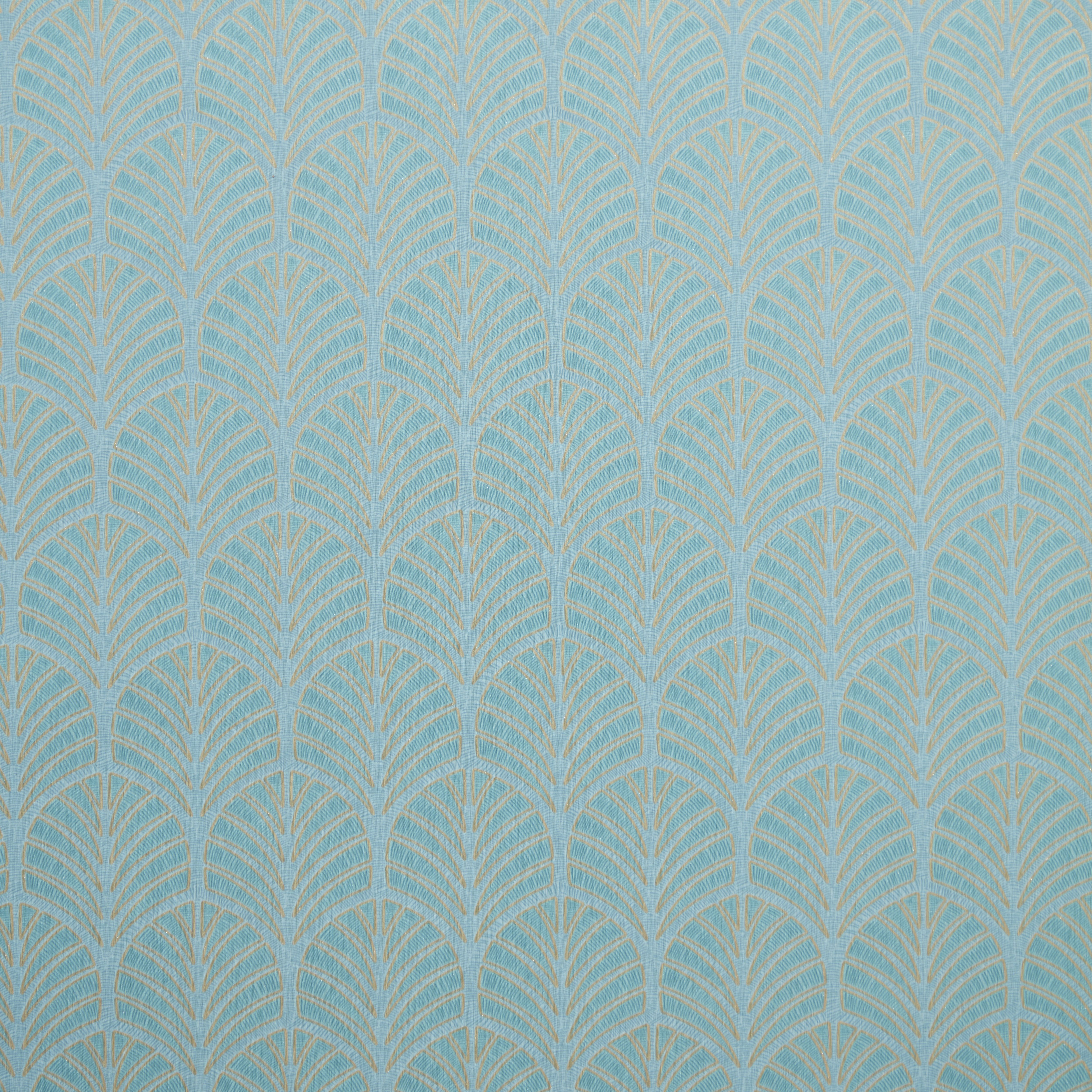 GoodHome Lunaria Teal Metallic effect Art deco Embossed Wallpaper