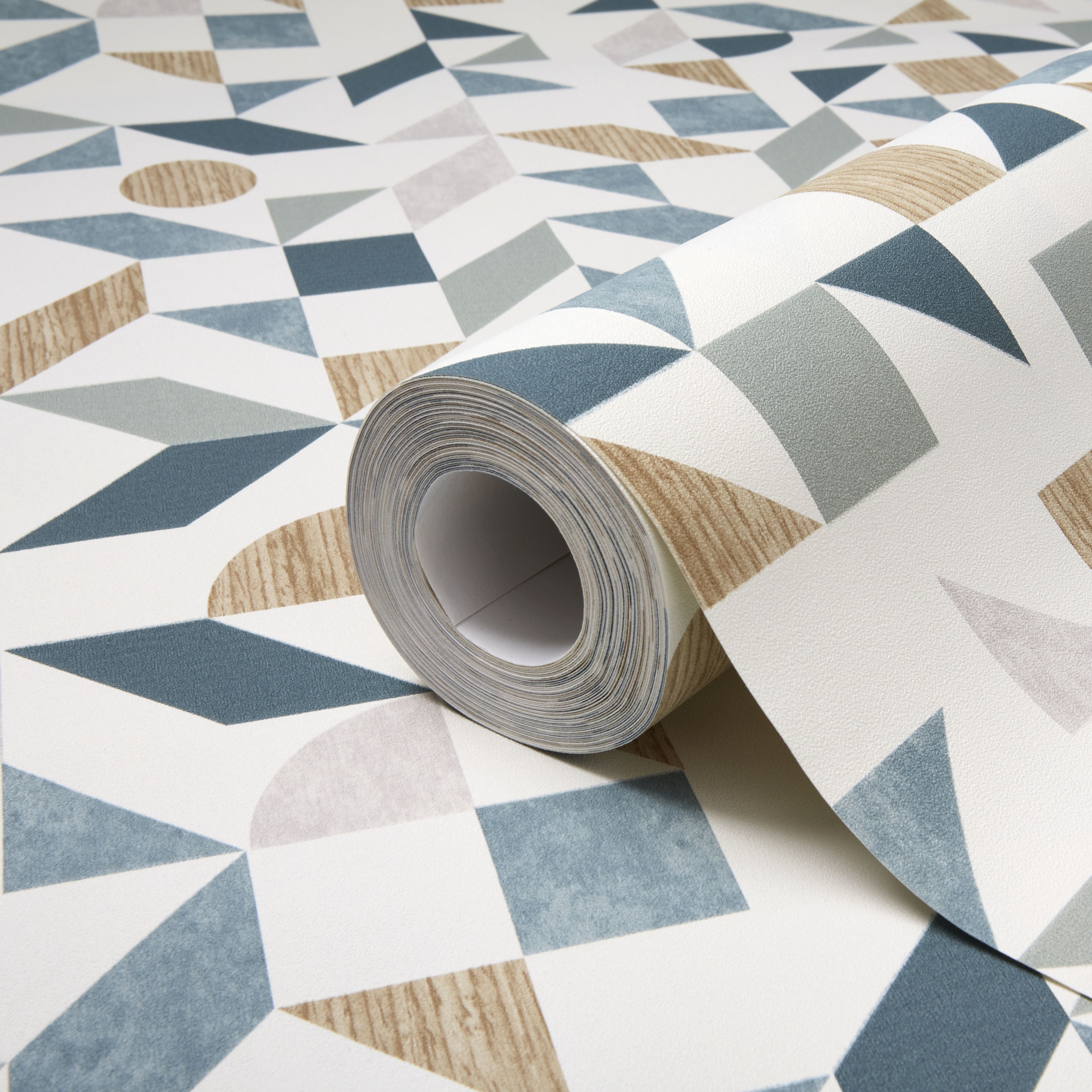 GoodHome Lushy Green Geometric Textured Wallpaper