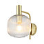 GoodHome Lybia Classic Satin Brass effect Wired Wall light