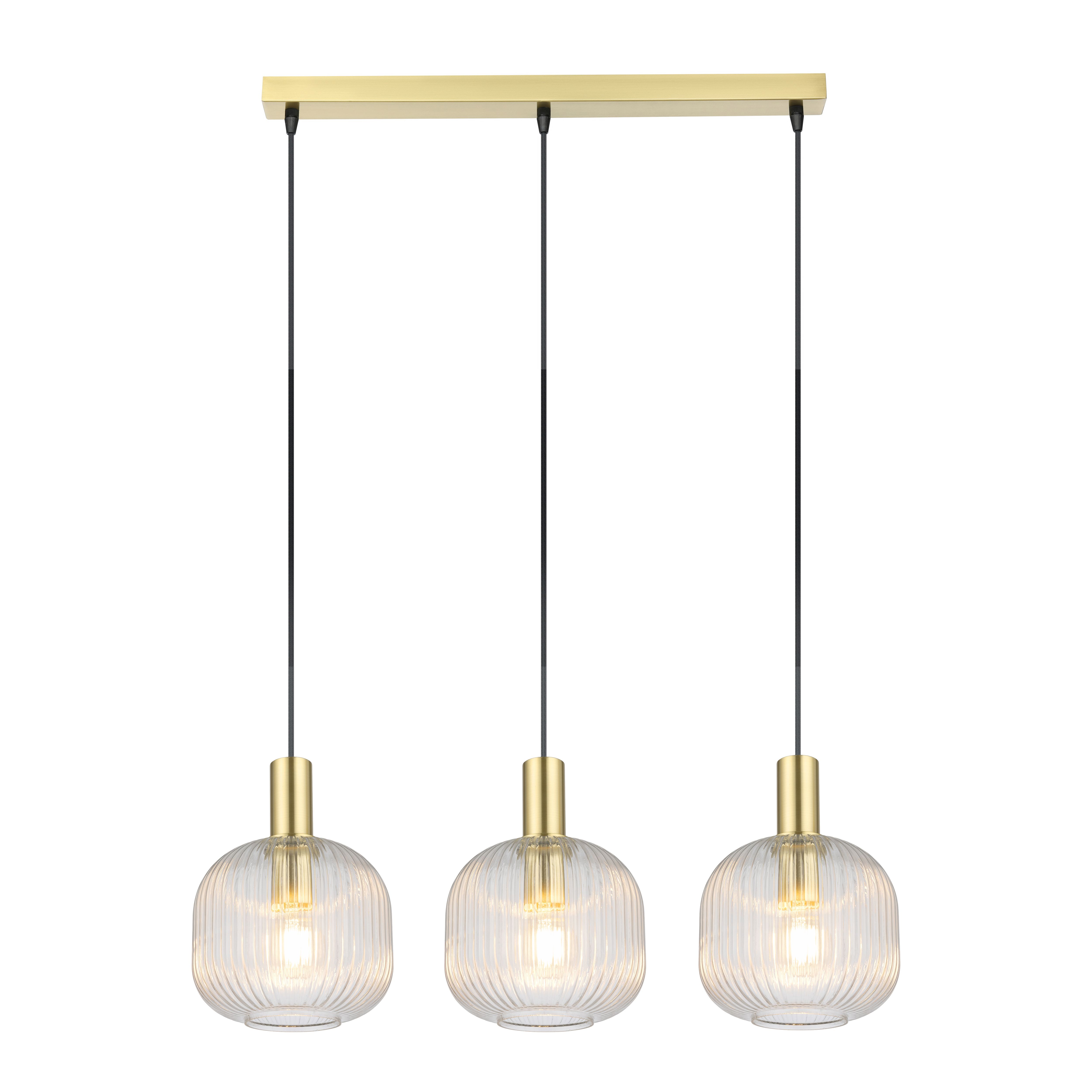 GoodHome Lybia Satin Brass 3 Lamp LED Pendant ceiling light, (Dia)740mm