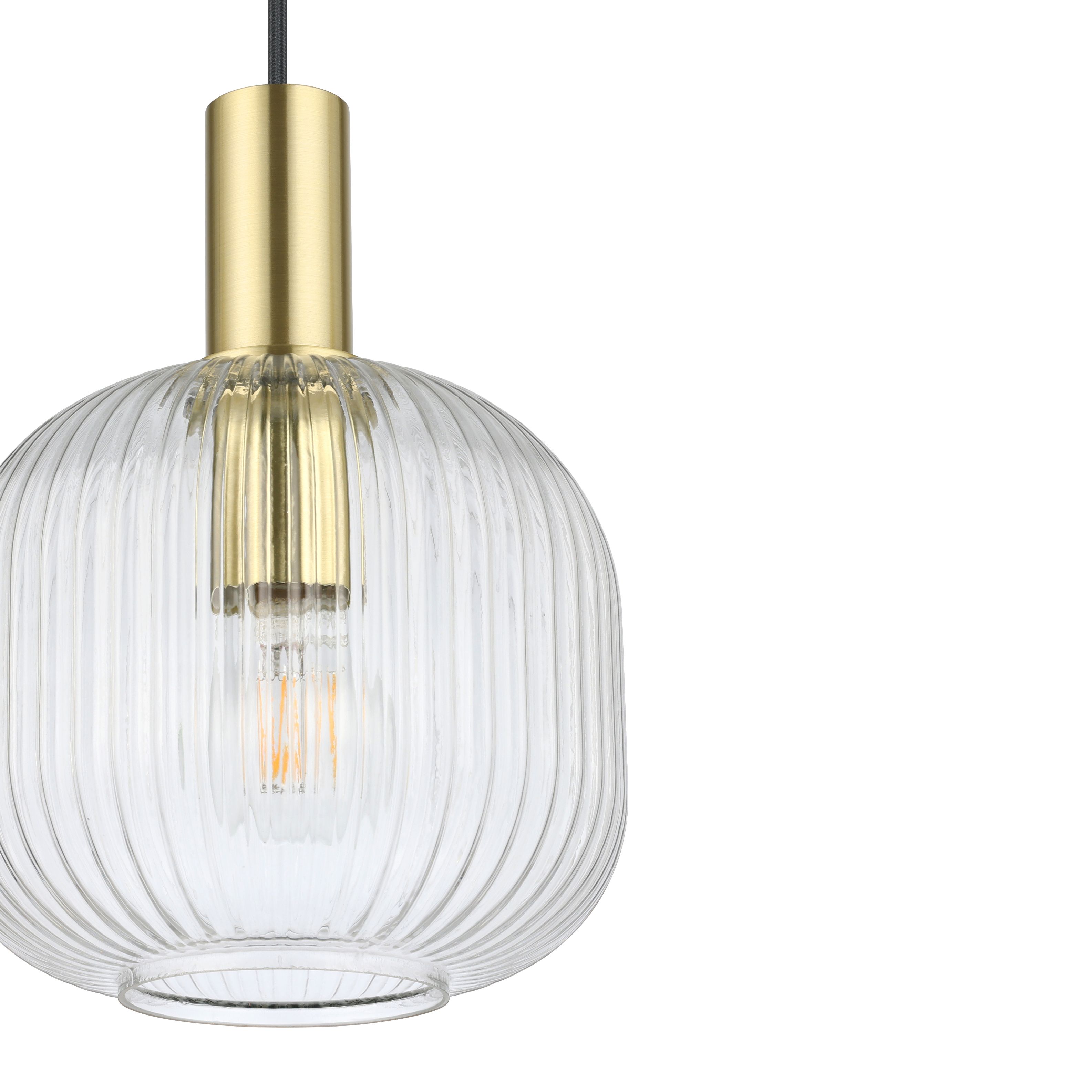 GoodHome Lybia Satin Brass effect Pendant ceiling light, (Dia)250mm