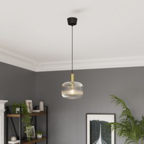 GoodHome Lybia Satin Brass Pendant ceiling light, (Dia)250mm