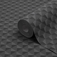 GoodHome Lyrata Black 3D effect Graphic Textured Wallpaper