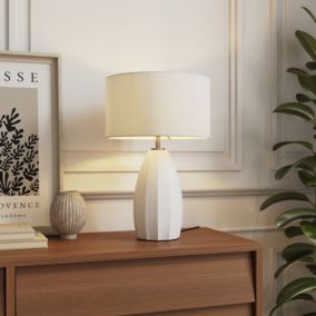 GoodHome Lytham Cream Straight Table lamp